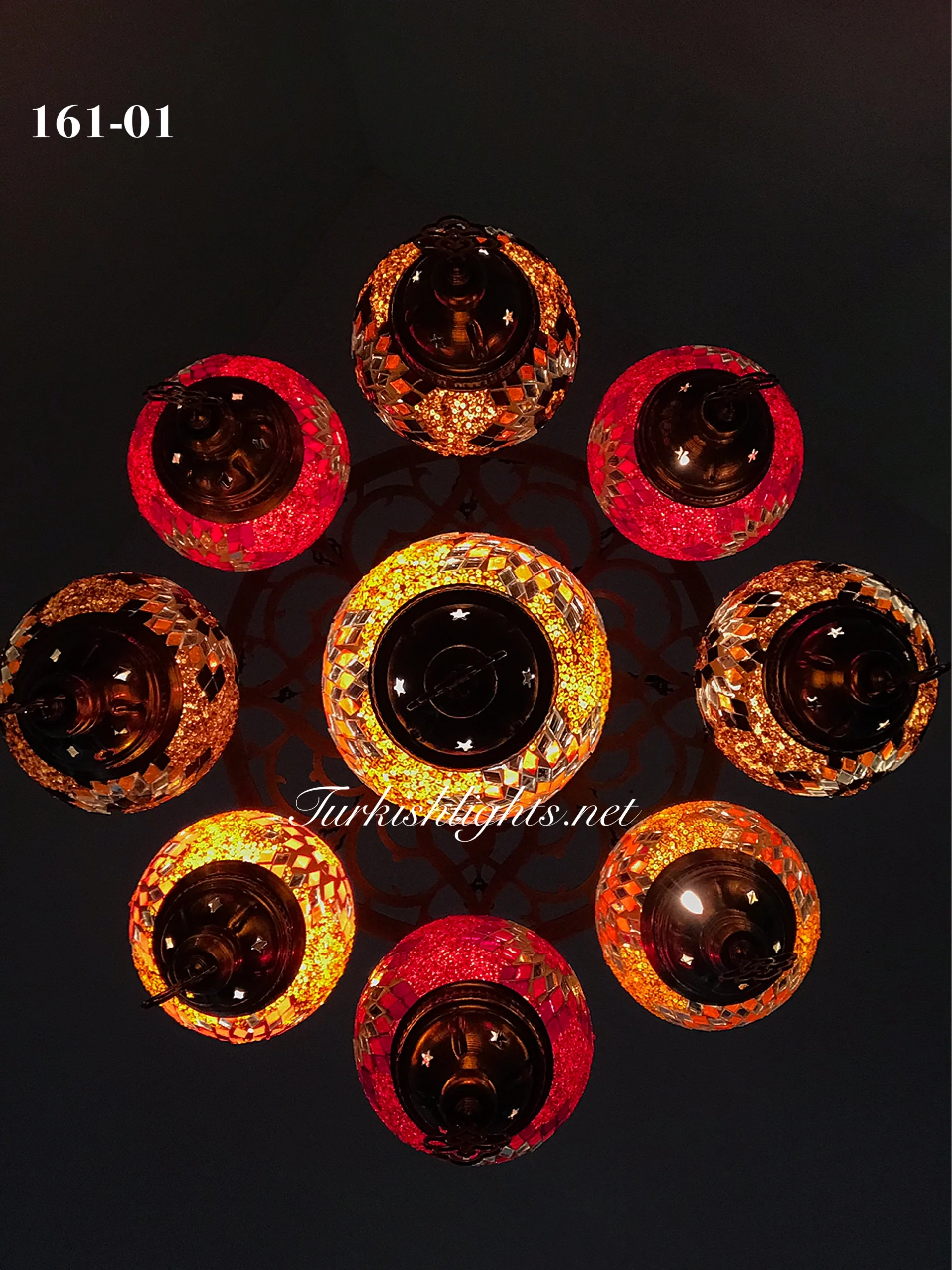 9-BALL Turkish Sultan Mosaic Chandelier With (MEDIUM) GLOBES ,ID: 9LZM-C - Image 4