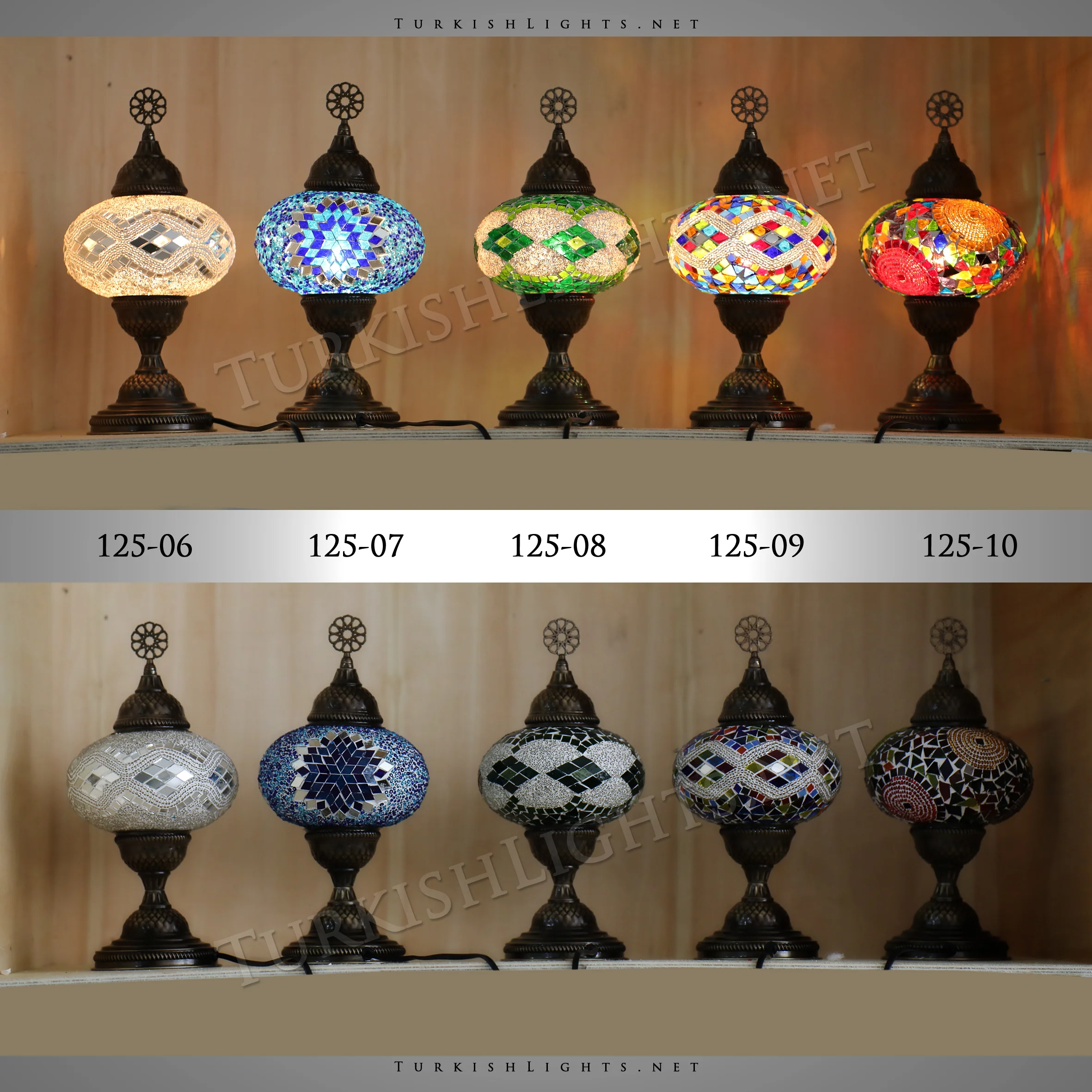 Single Turkish Mosaic Table Lamp With Large Globe ID:125