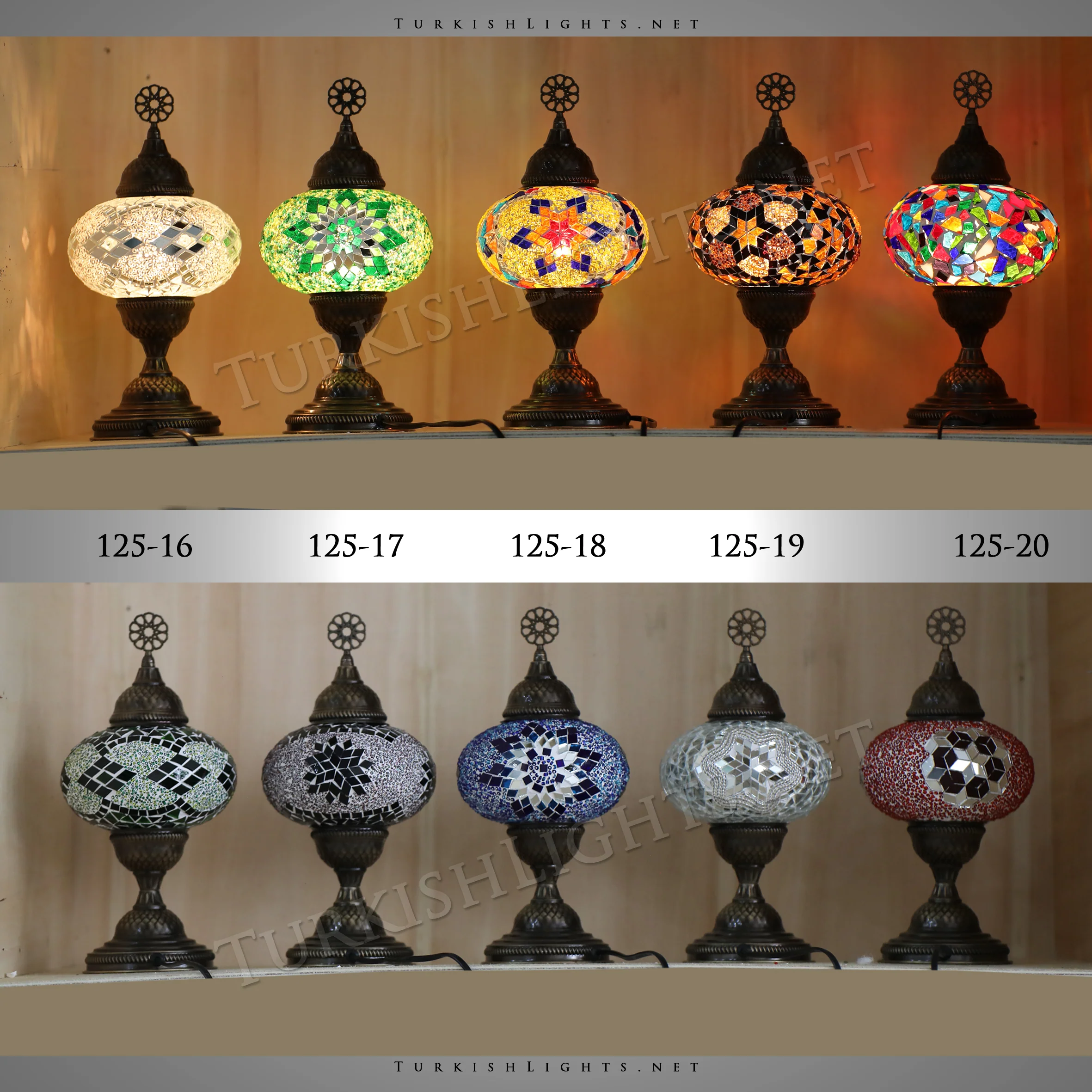 Single Turkish Mosaic Table Lamp With Large Globe ID:125