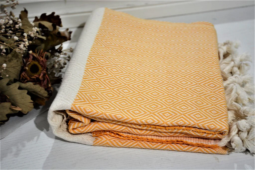 LOOMANGO, TURKISH BATH TOWEL, TURKISH PESHTEMAL, ORANGE