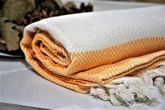 LOOMANGO, TURKISH BATH TOWEL, TURKISH PESHTEMAL, ORANGE - Image 3