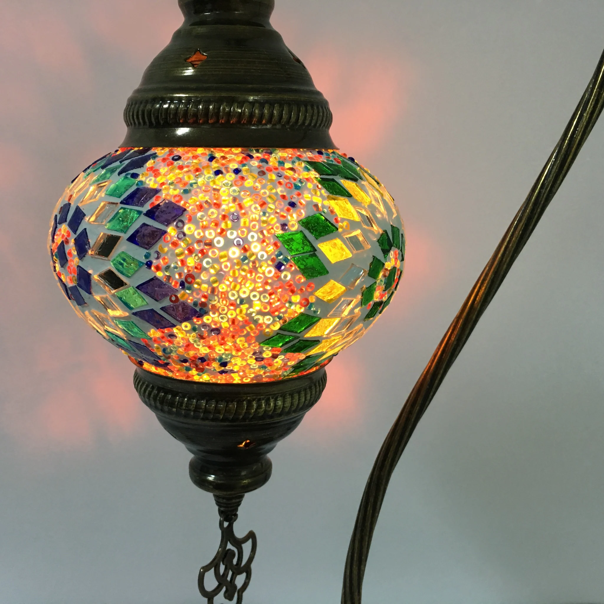 Turkish Mosaic Swan Neck Table Lamp Medium Globe ID: BM-10 - Image 10