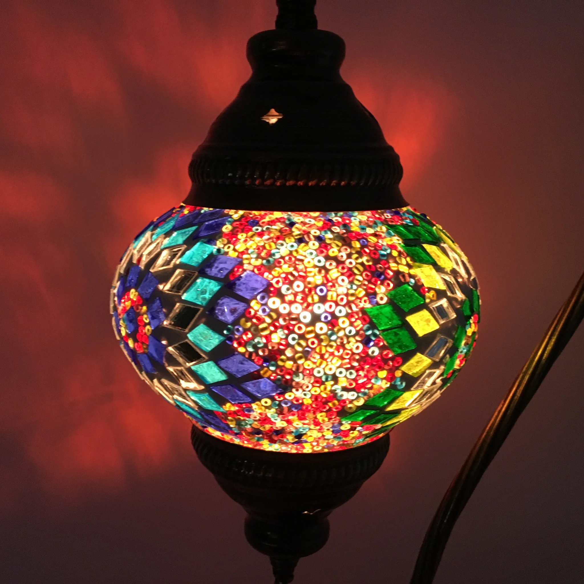 Turkish Mosaic Swan Neck Table Lamp Medium Globe ID: BM-10 - Image 11