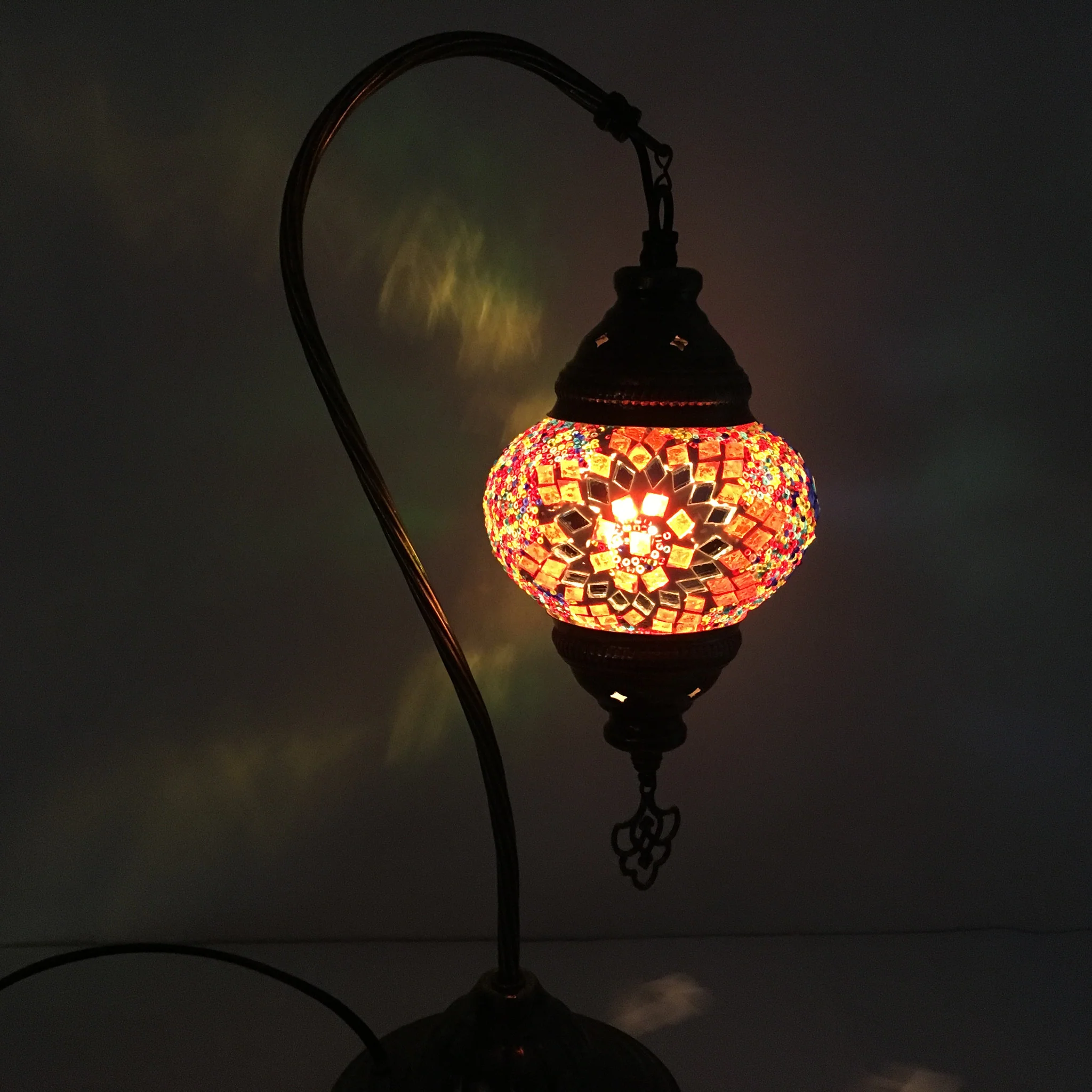 Turkish Mosaic Swan Neck Table Lamp Medium Globe ID: BM-10 - Image 12
