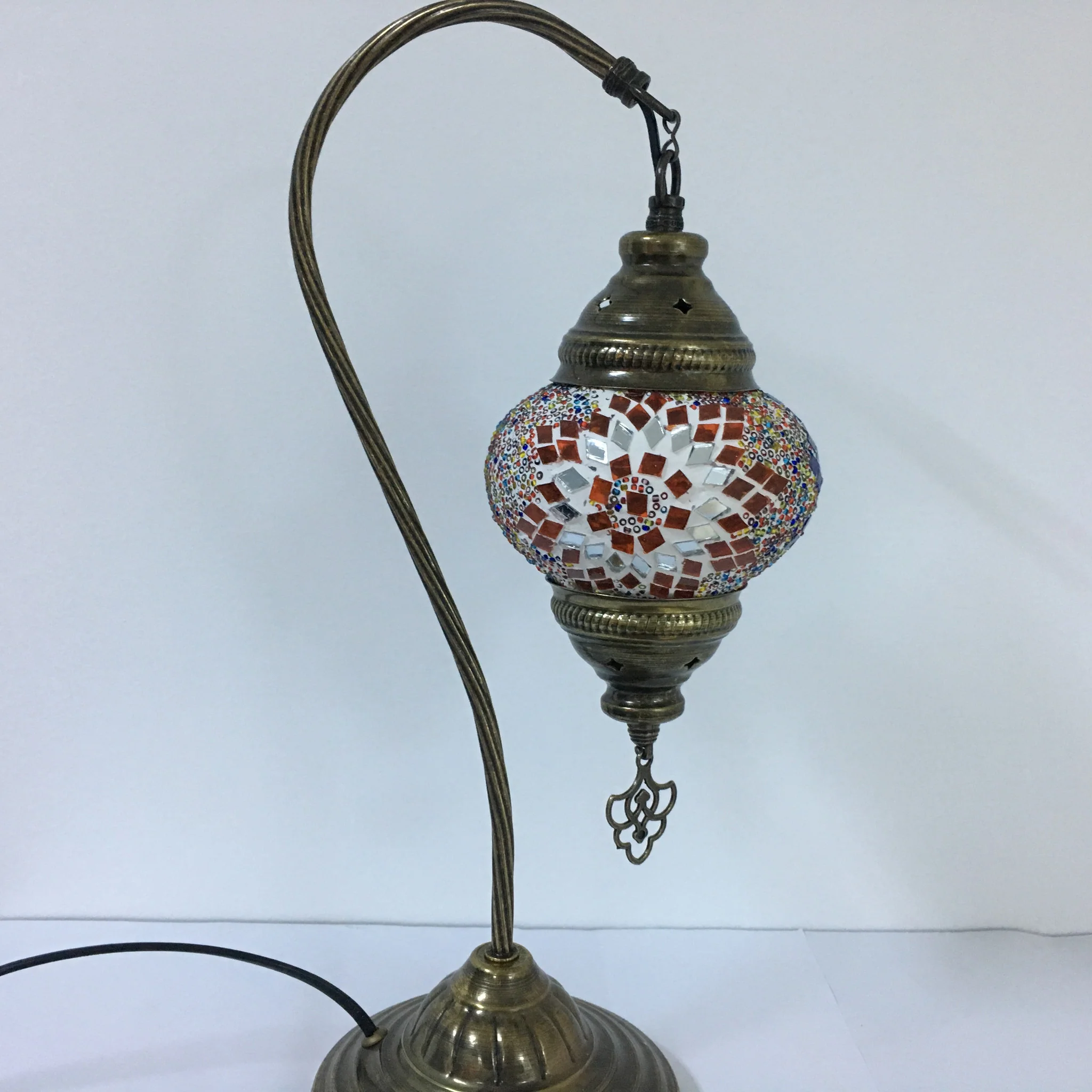 Turkish Mosaic Swan Neck Table Lamp Medium Globe ID: BM-10 - Image 13