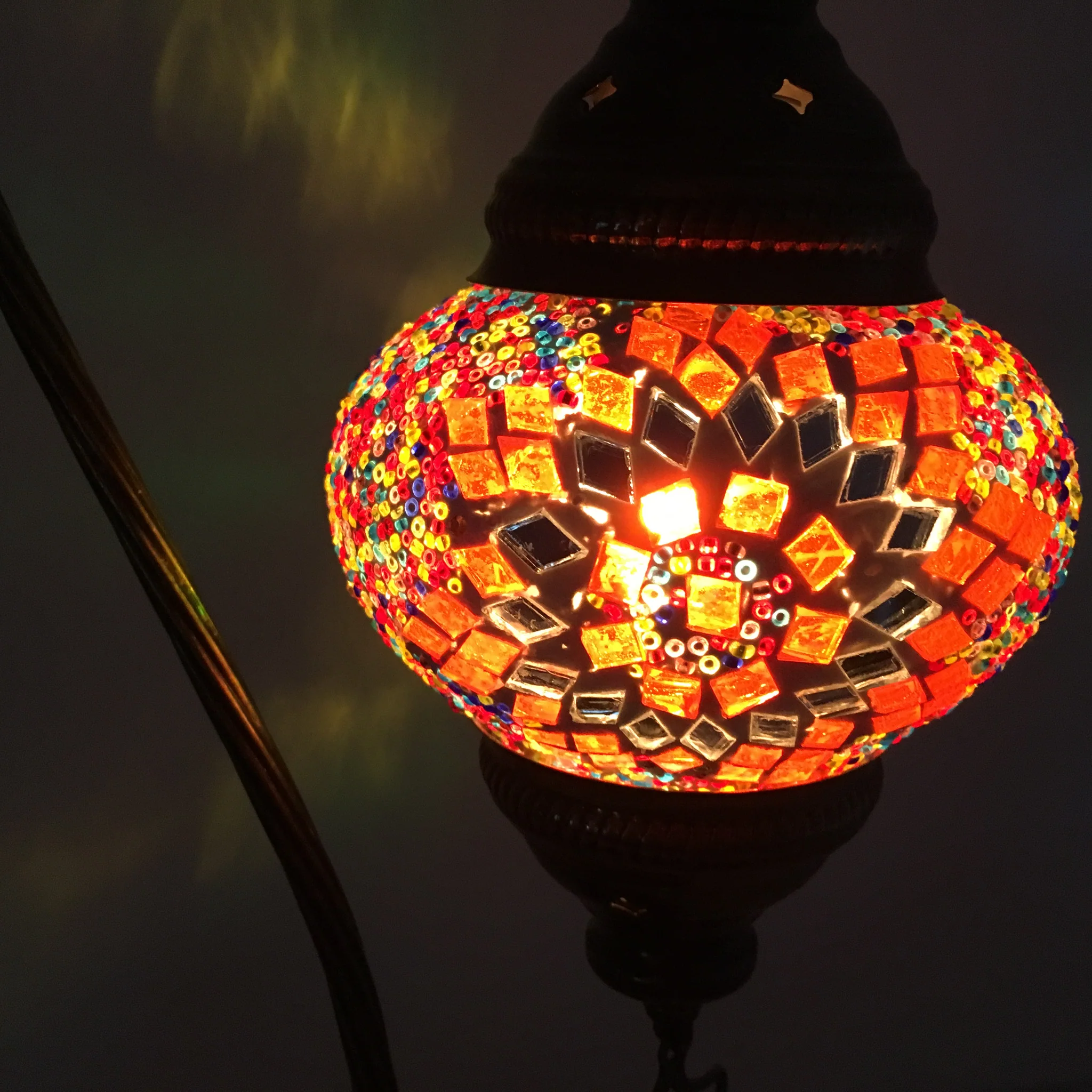 Turkish Mosaic Swan Neck Table Lamp Medium Globe ID: BM-10 - Image 3