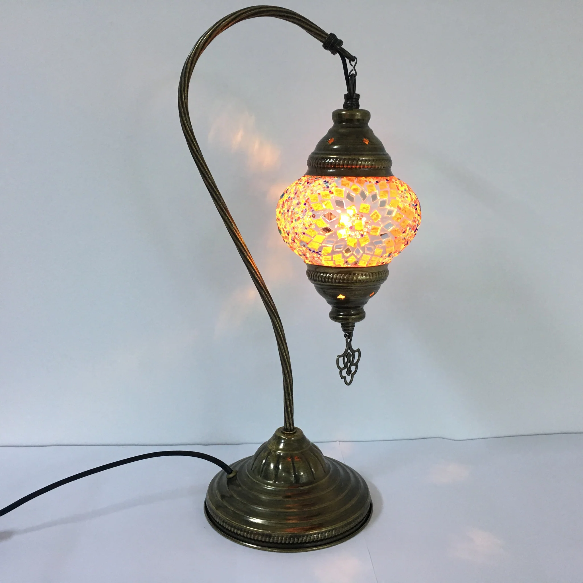 Turkish Mosaic Swan Neck Table Lamp Medium Globe ID: BM-10 - Image 7