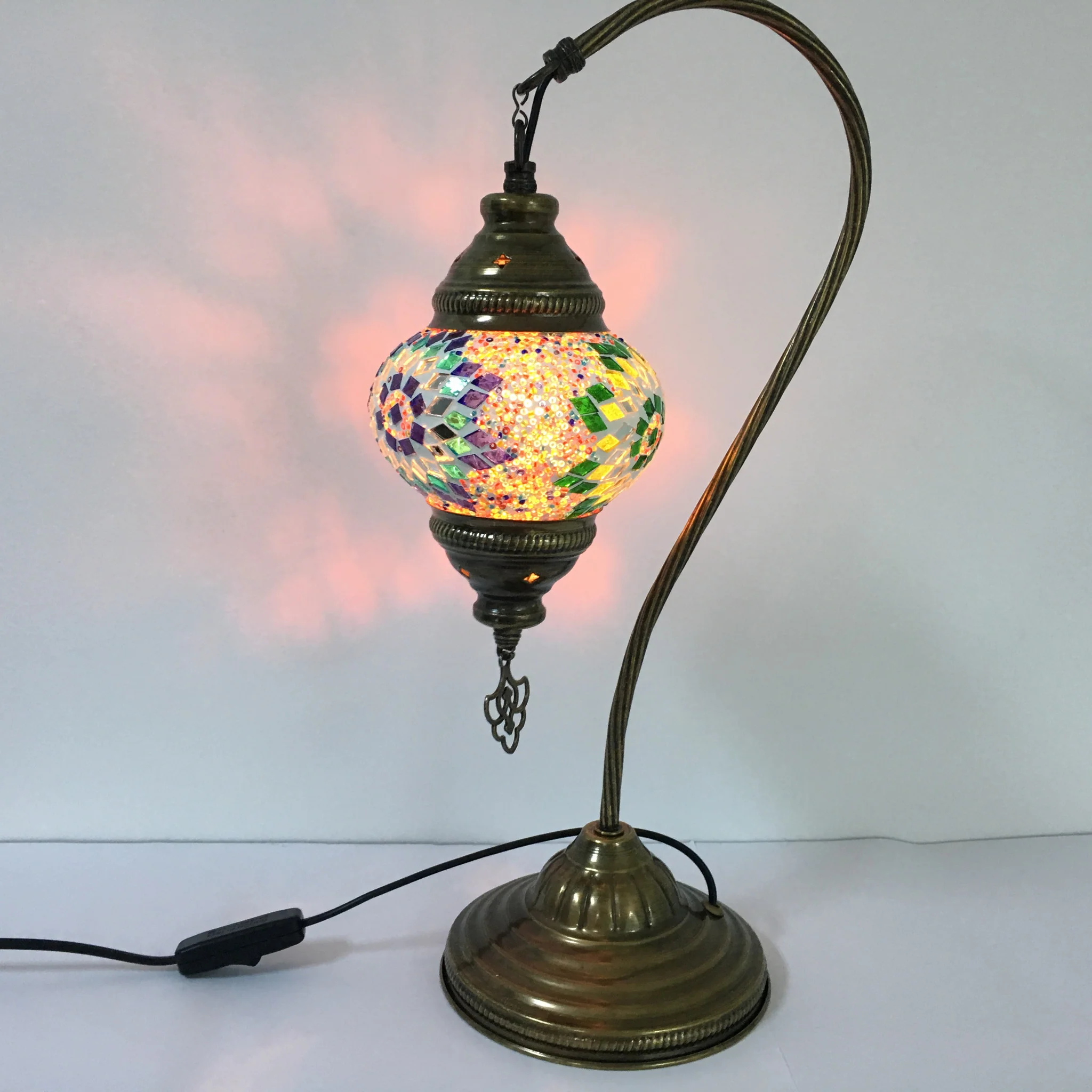 Turkish Mosaic Swan Neck Table Lamp Medium Globe ID: BM-10 - Image 9