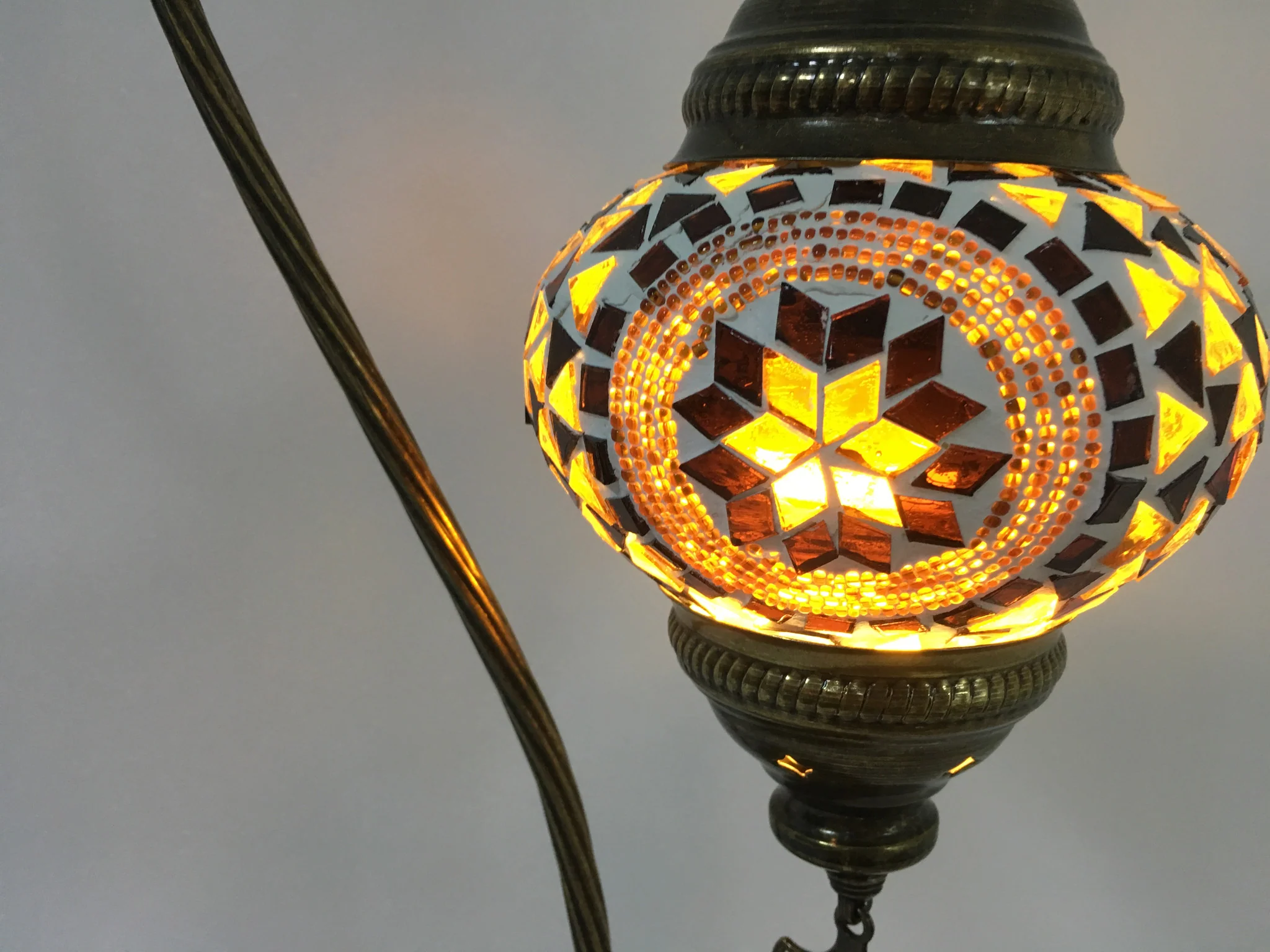Turkish Mosaic Swan Neck Table Lamp Medium Globe ID: BM-12 - Image 5