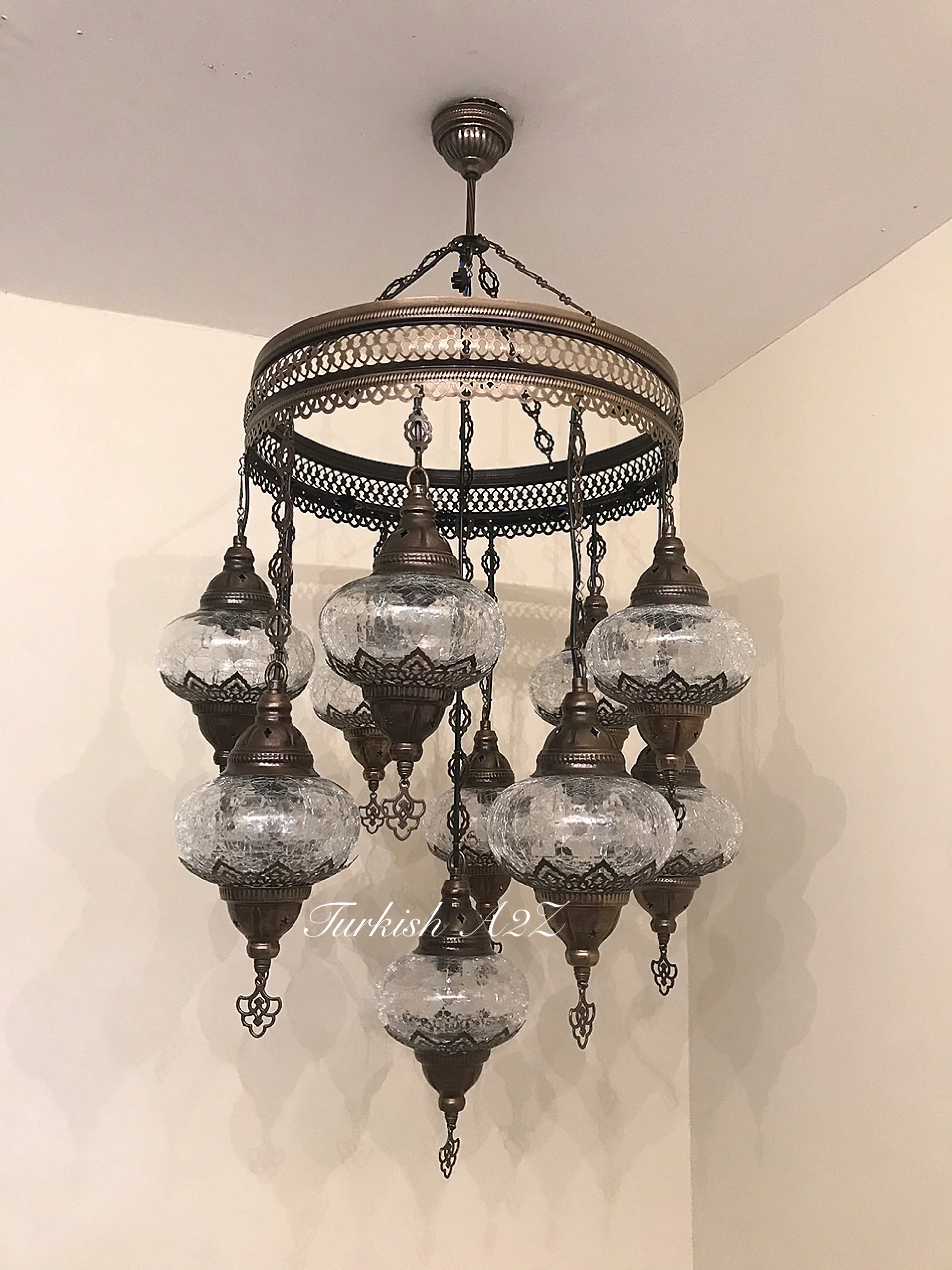 Chandelier with 11 Cracked Globes (Sultan model) , ID:148 - Image 3