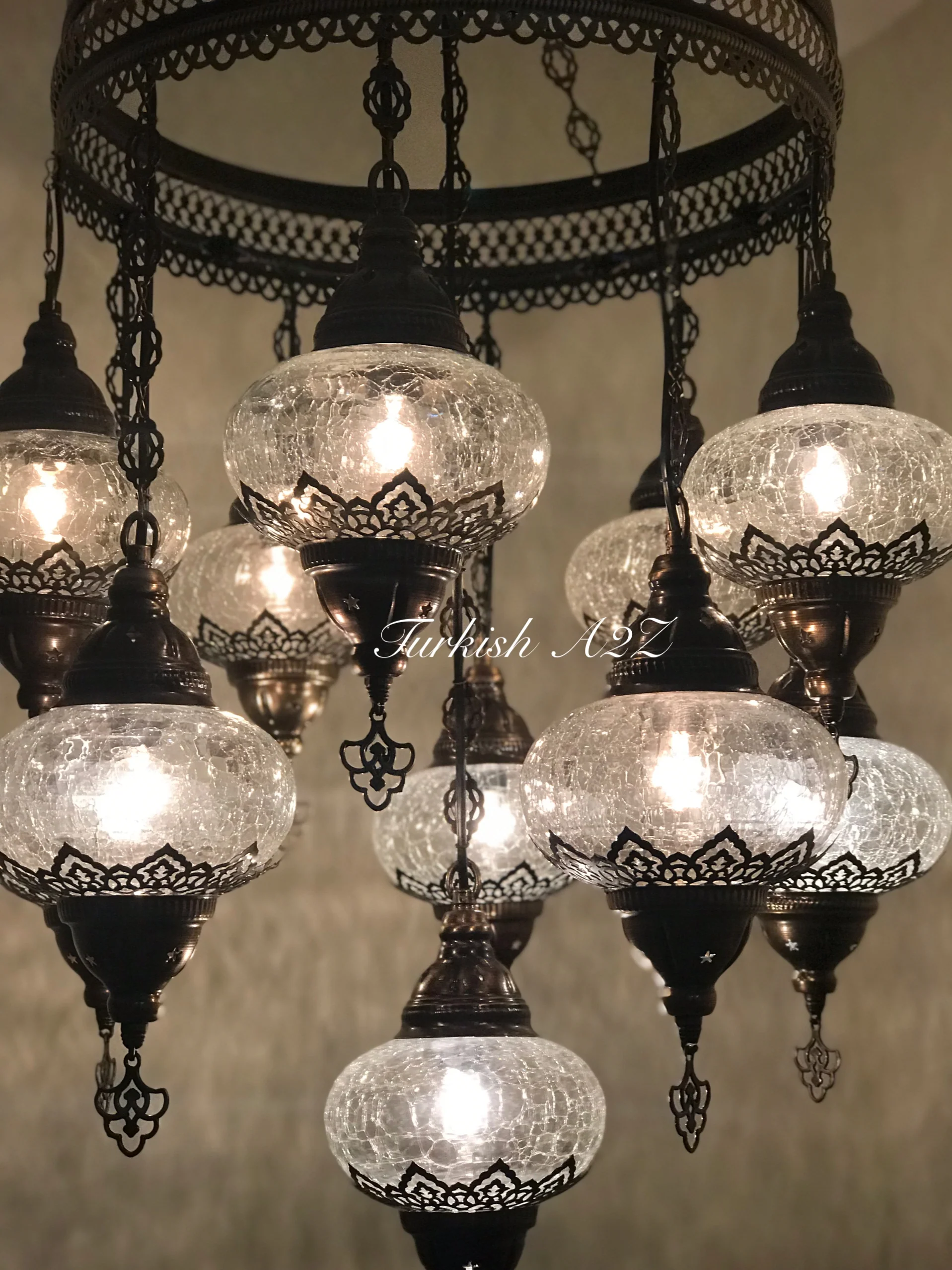 Chandelier with 11 Cracked Globes (Sultan model) , ID:148 - Image 4
