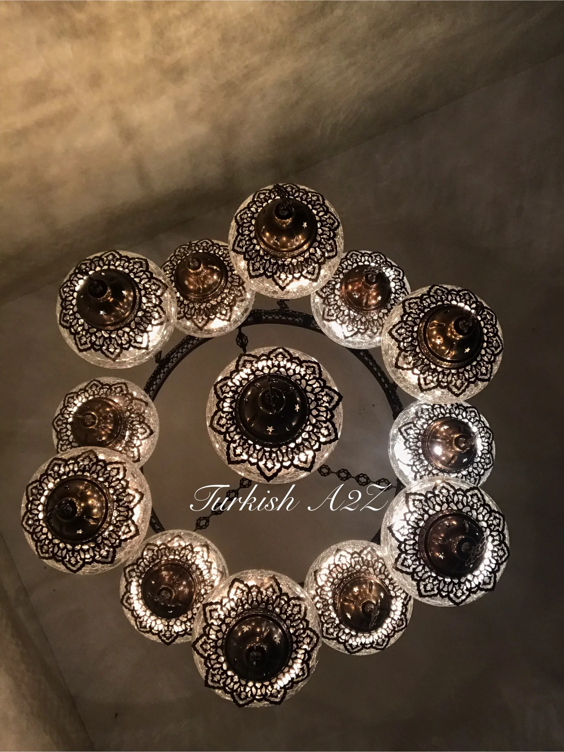 Chandelier with 13 Cracked Globes (Sultan model) , ID:148 - Image 2