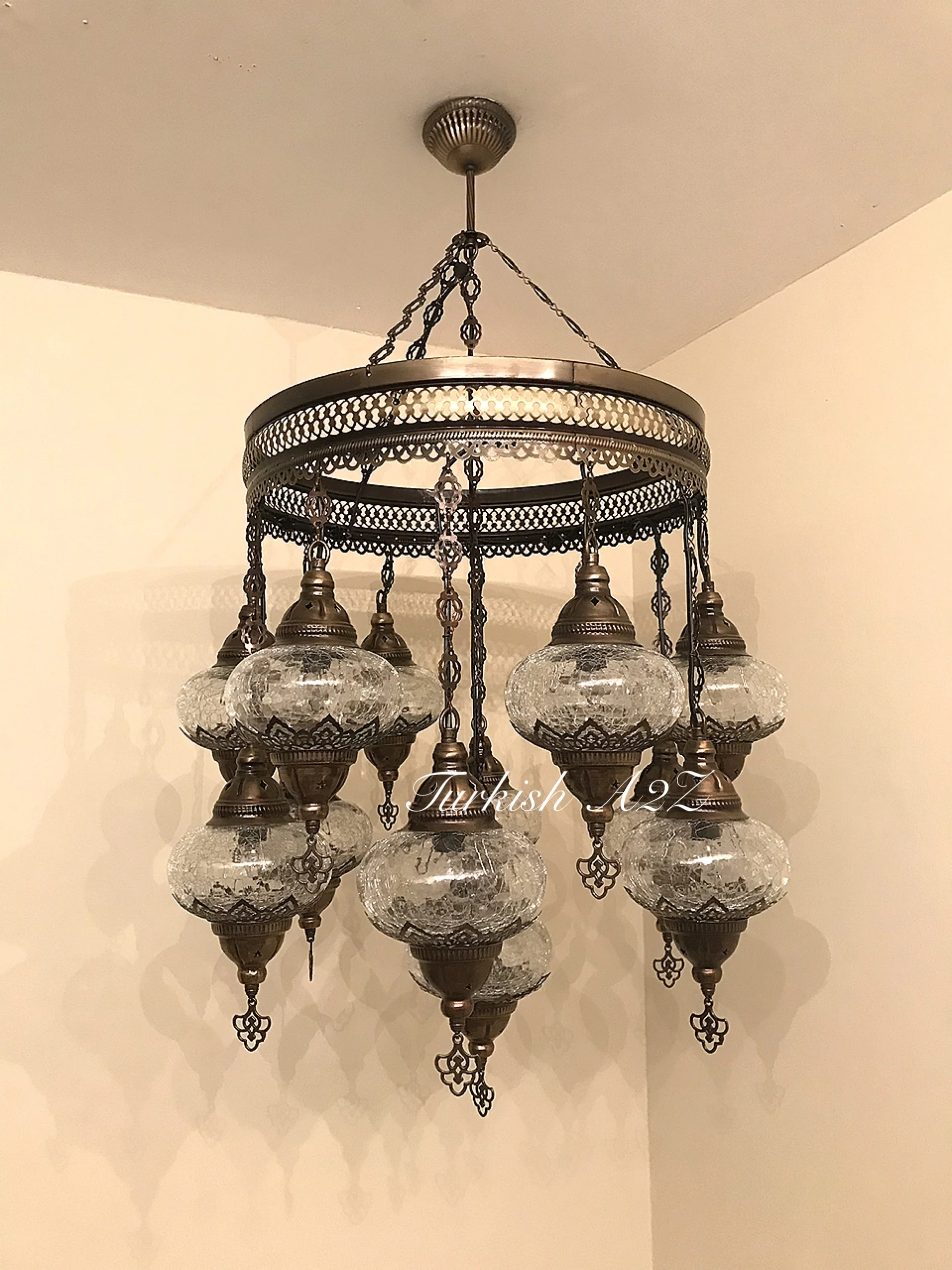 Chandelier with 13 Cracked Globes (Sultan model) , ID:148 - Image 3