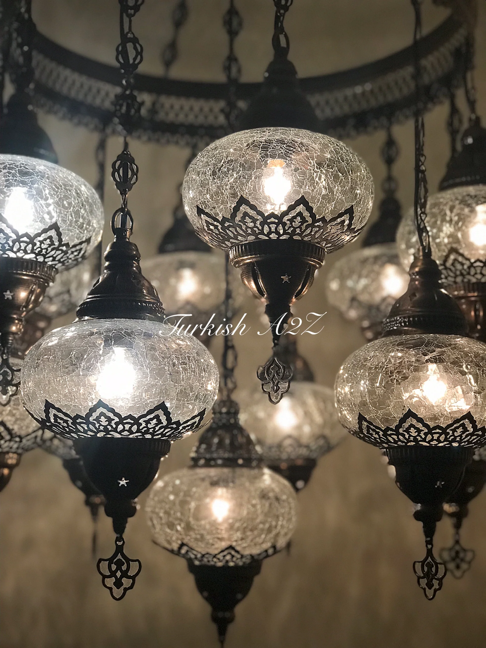 Chandelier with 13 Cracked Globes (Sultan model) , ID:148 - Image 4