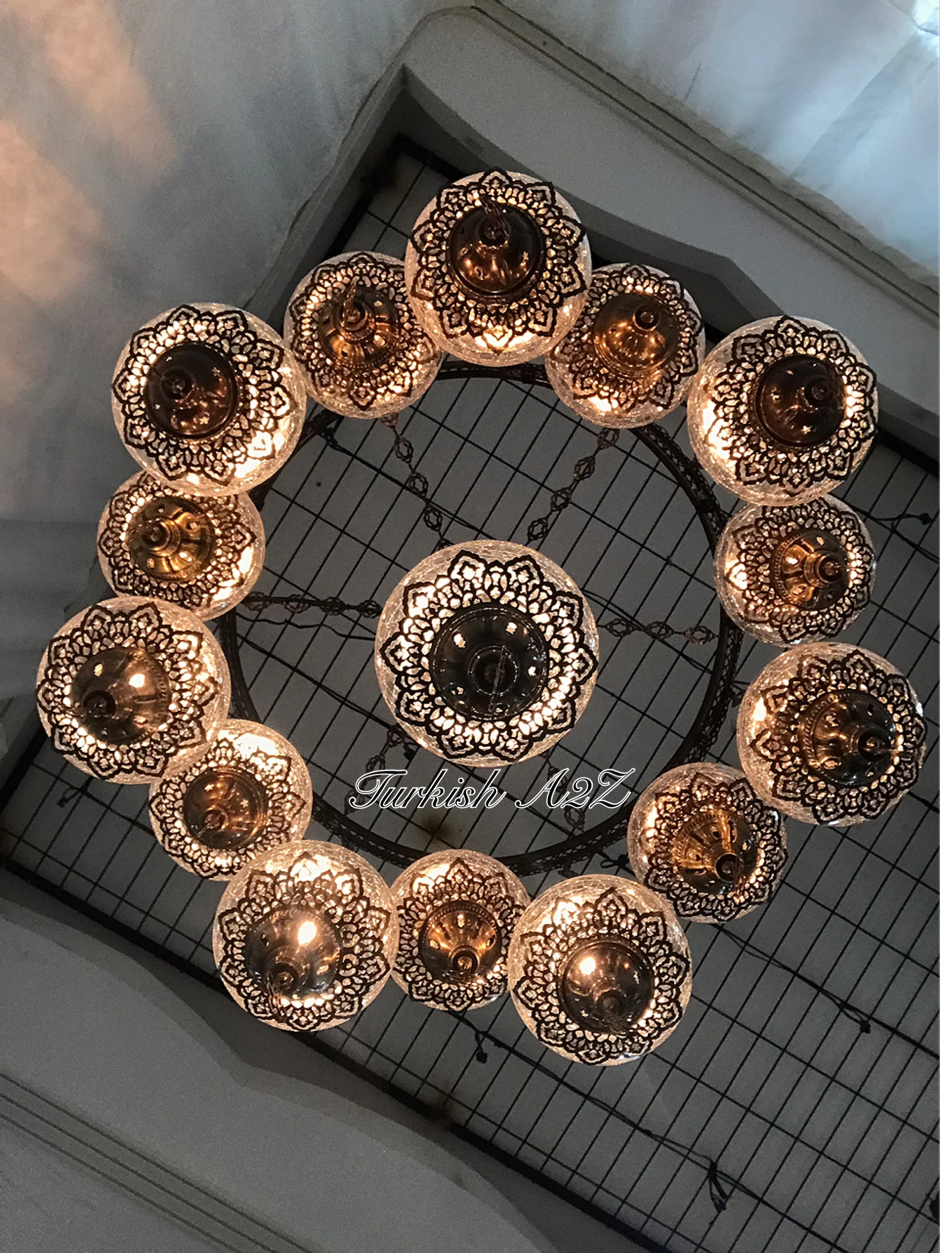 Chandelier with 15 Cracked Globes (Sultan model) , ID:148 - Image 2