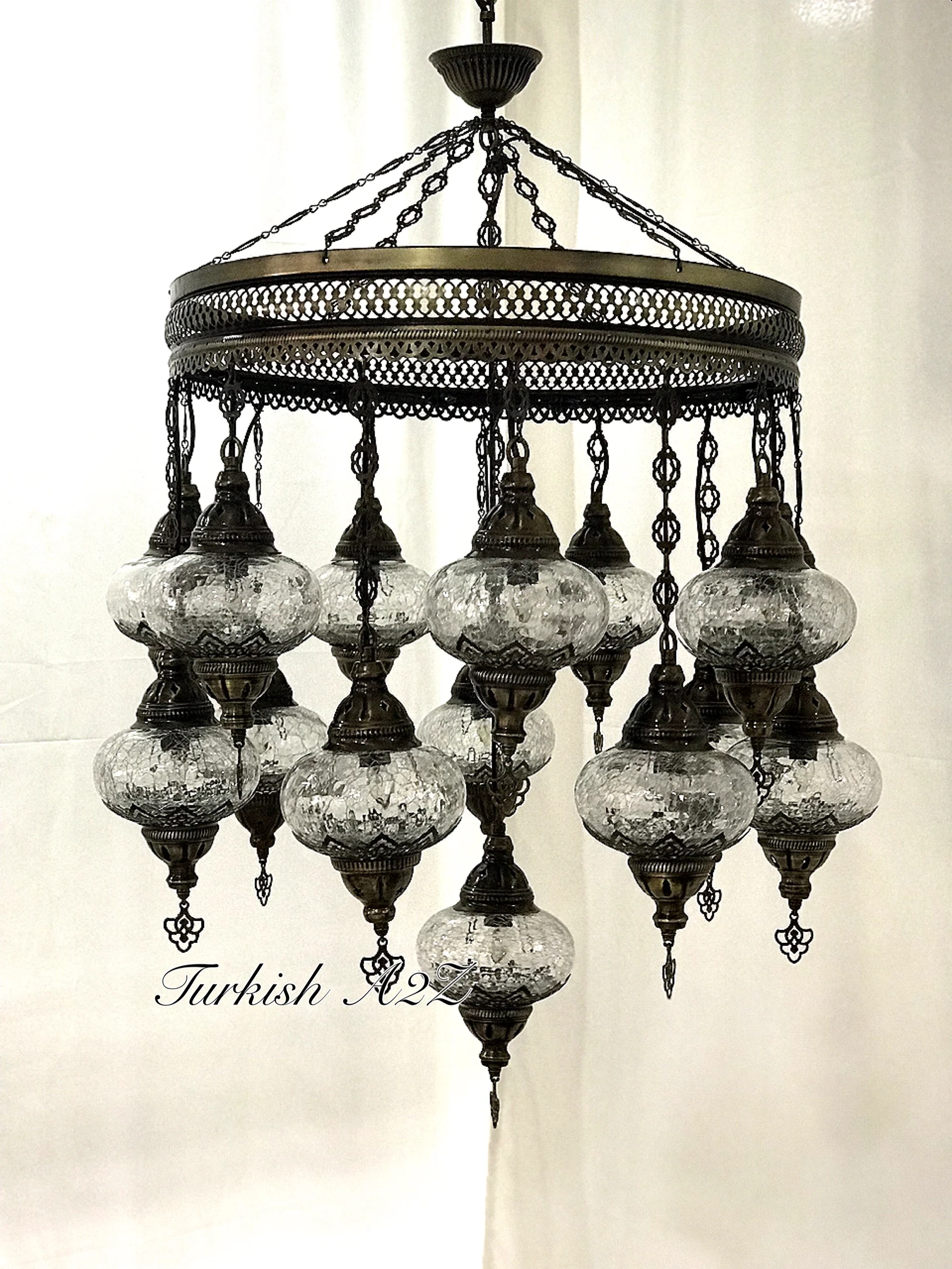 Chandelier with 15 Cracked Globes (Sultan model) , ID:148 - Image 3