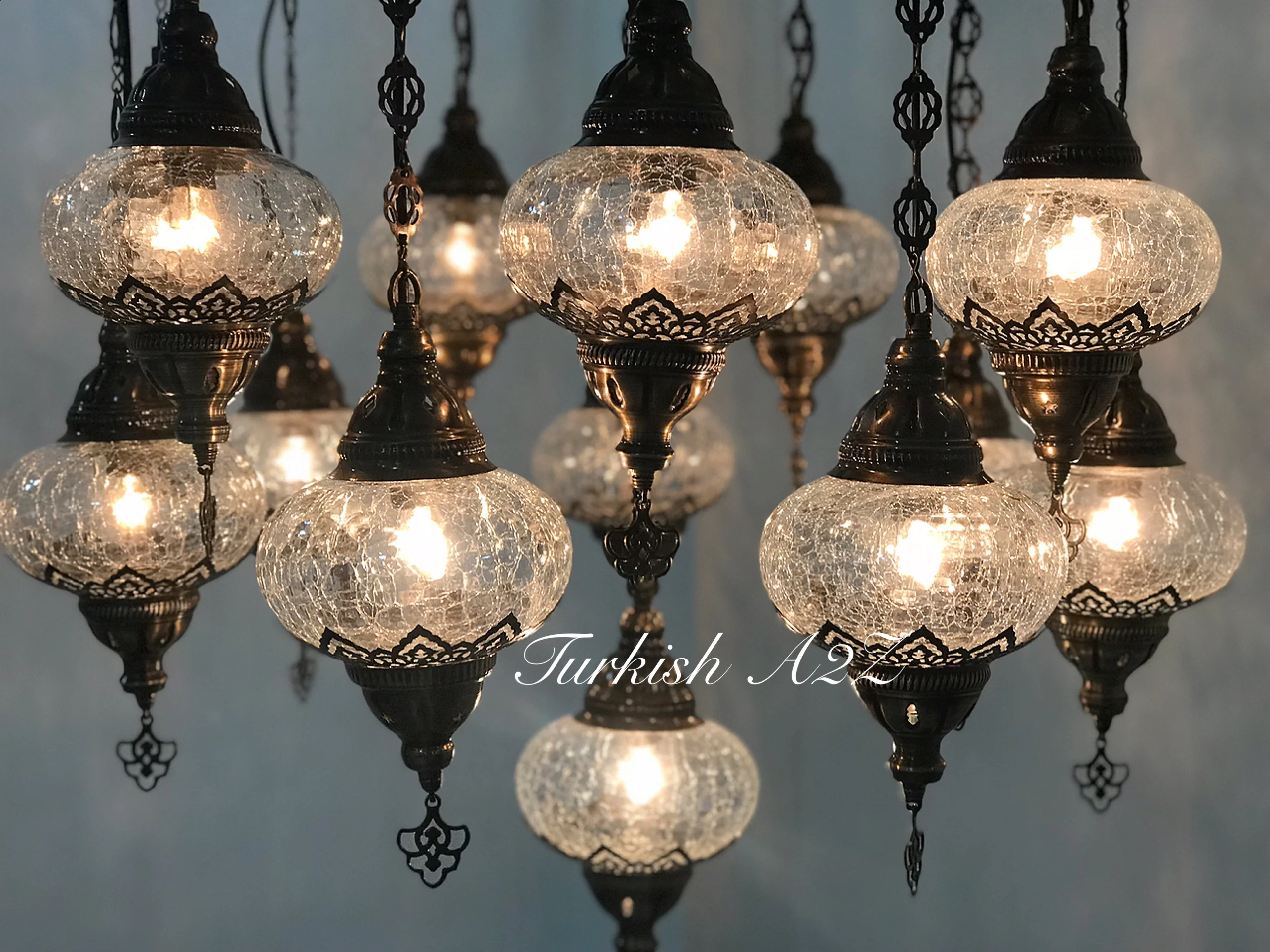 Chandelier with 15 Cracked Globes (Sultan model) , ID:148 - Image 4