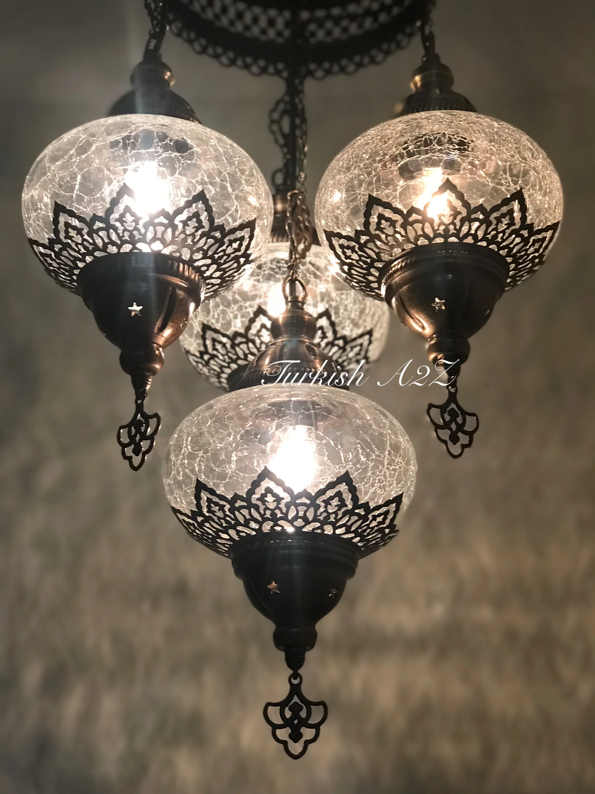 Chandelier with 4 Cracked Globes (Sultan model) , ID:148 - Image 2