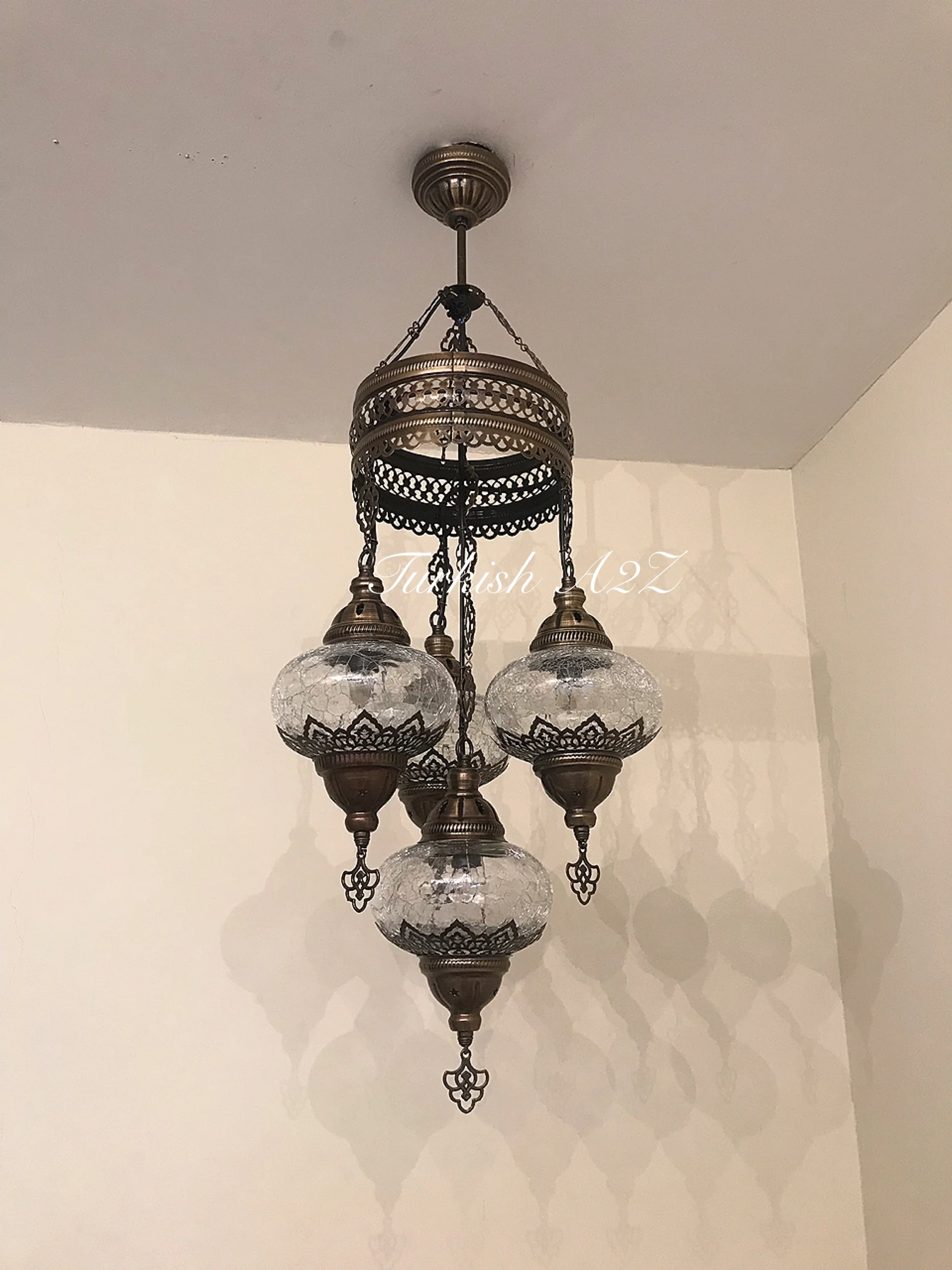 Chandelier with 4 Cracked Globes (Sultan model) , ID:148 - Image 4