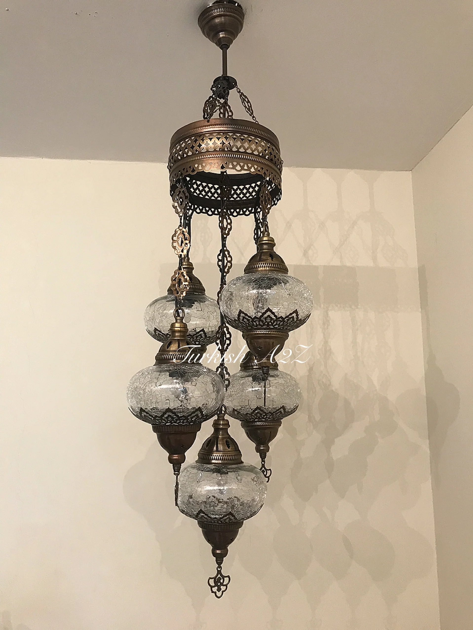 Chandelier with 5 Cracked Globes (Sultan model) , ID:148 - Image 3