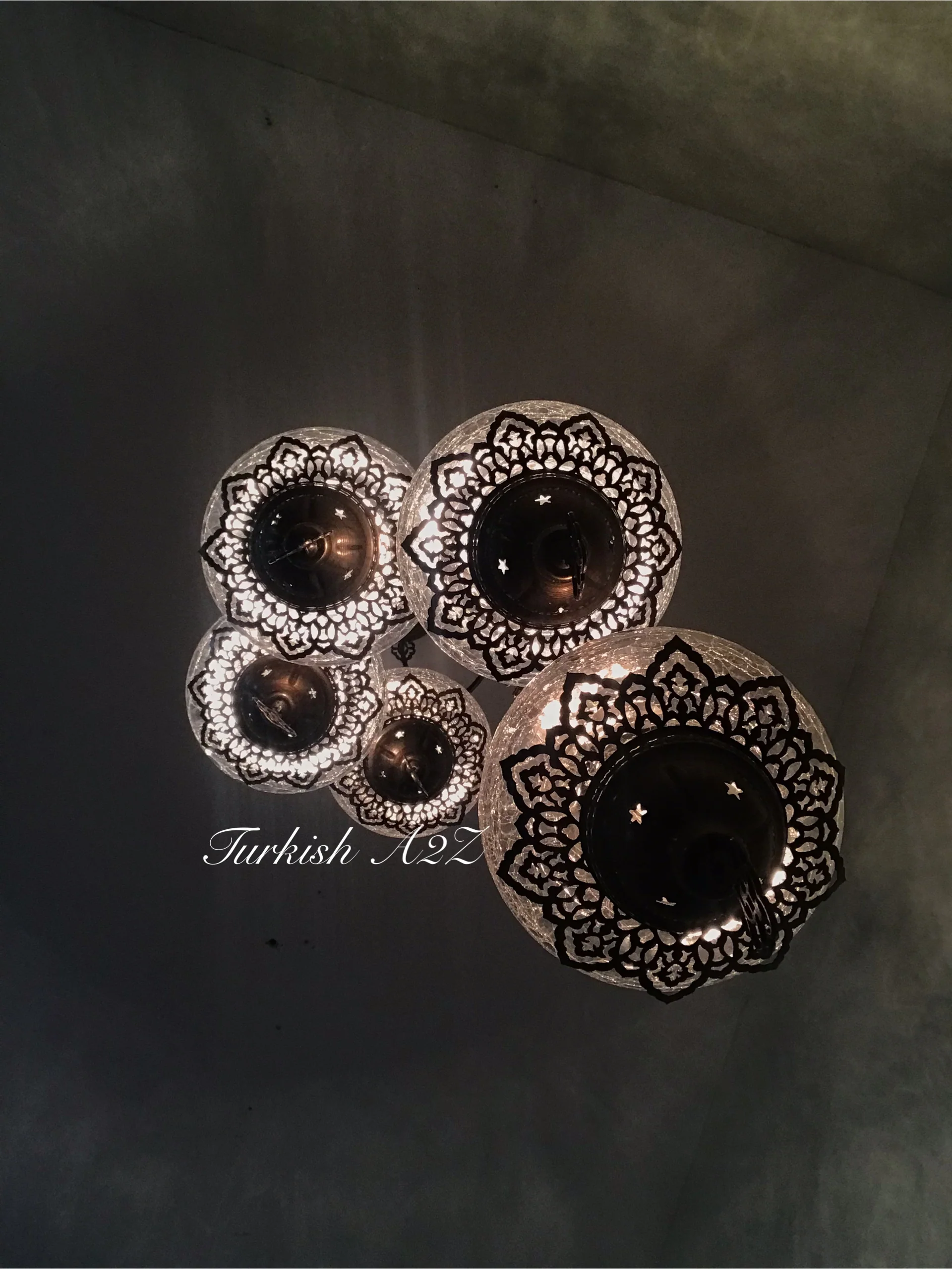 Ottoman Chandelier with 5 Cracked Globes (water drop model) , ID:147 - Image 2