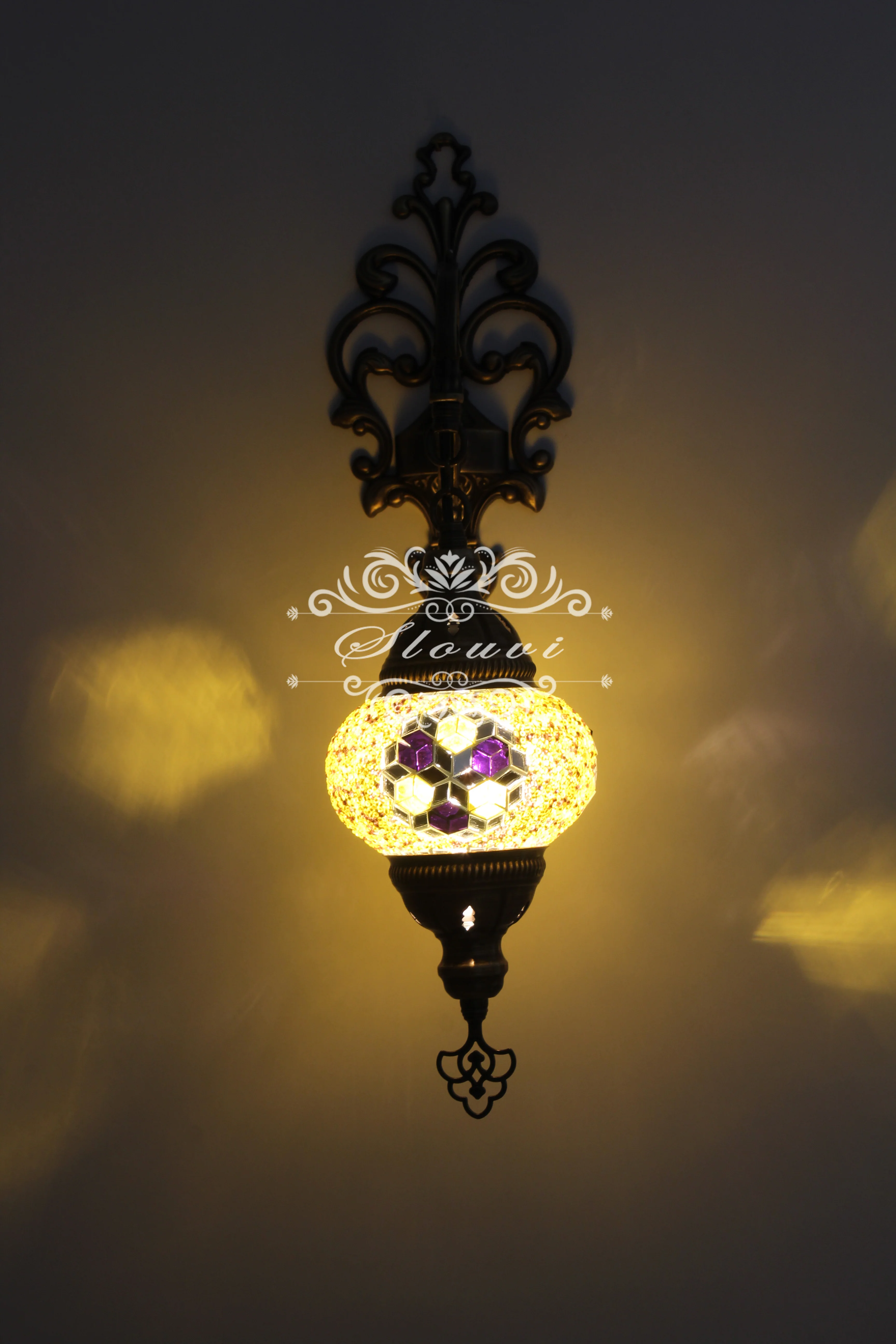 Turkish Mosaic  Wall Sconce, With Medium Globe - Image 2