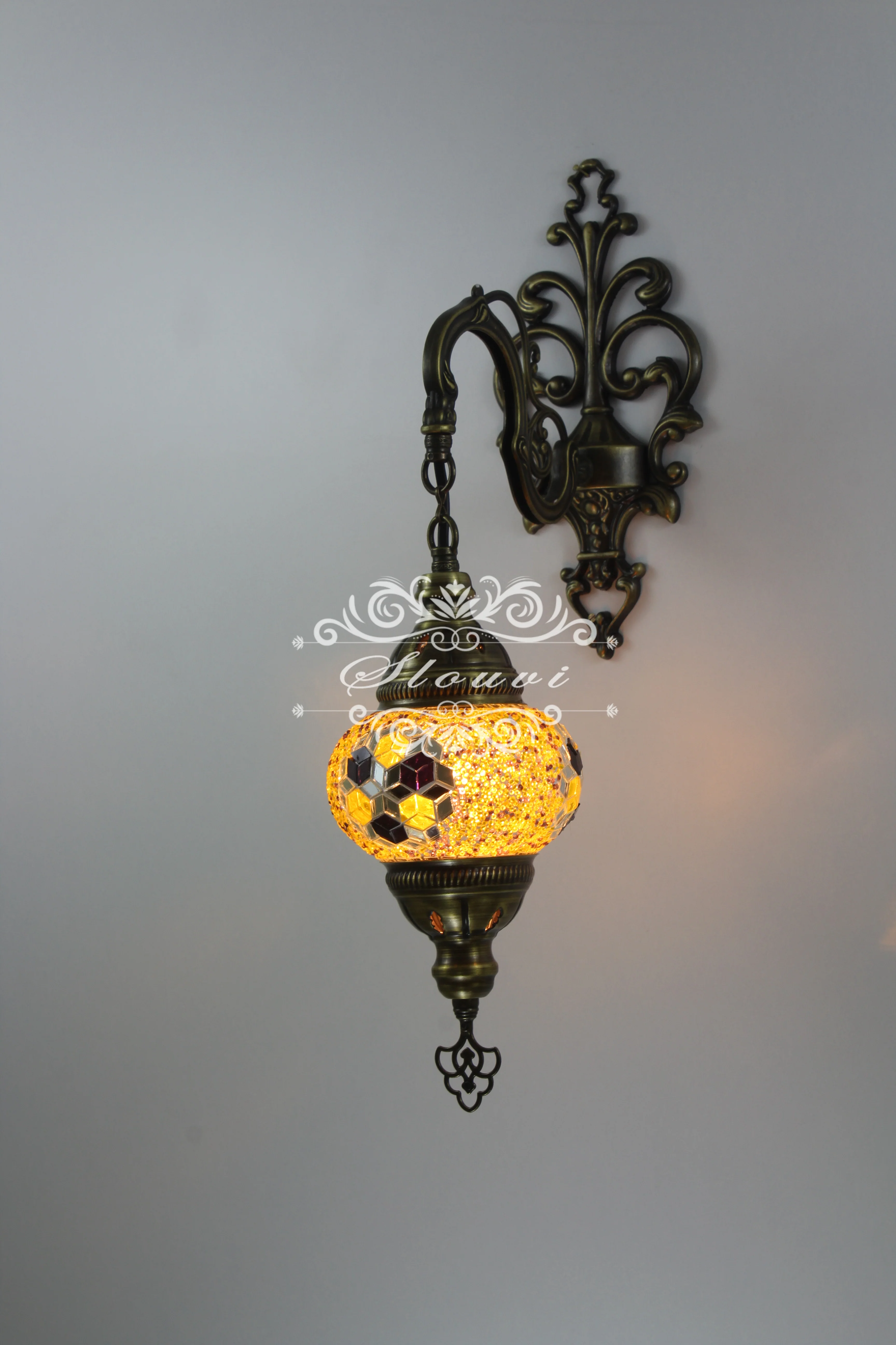 Turkish Mosaic  Wall Sconce, With Medium Globe - Image 3