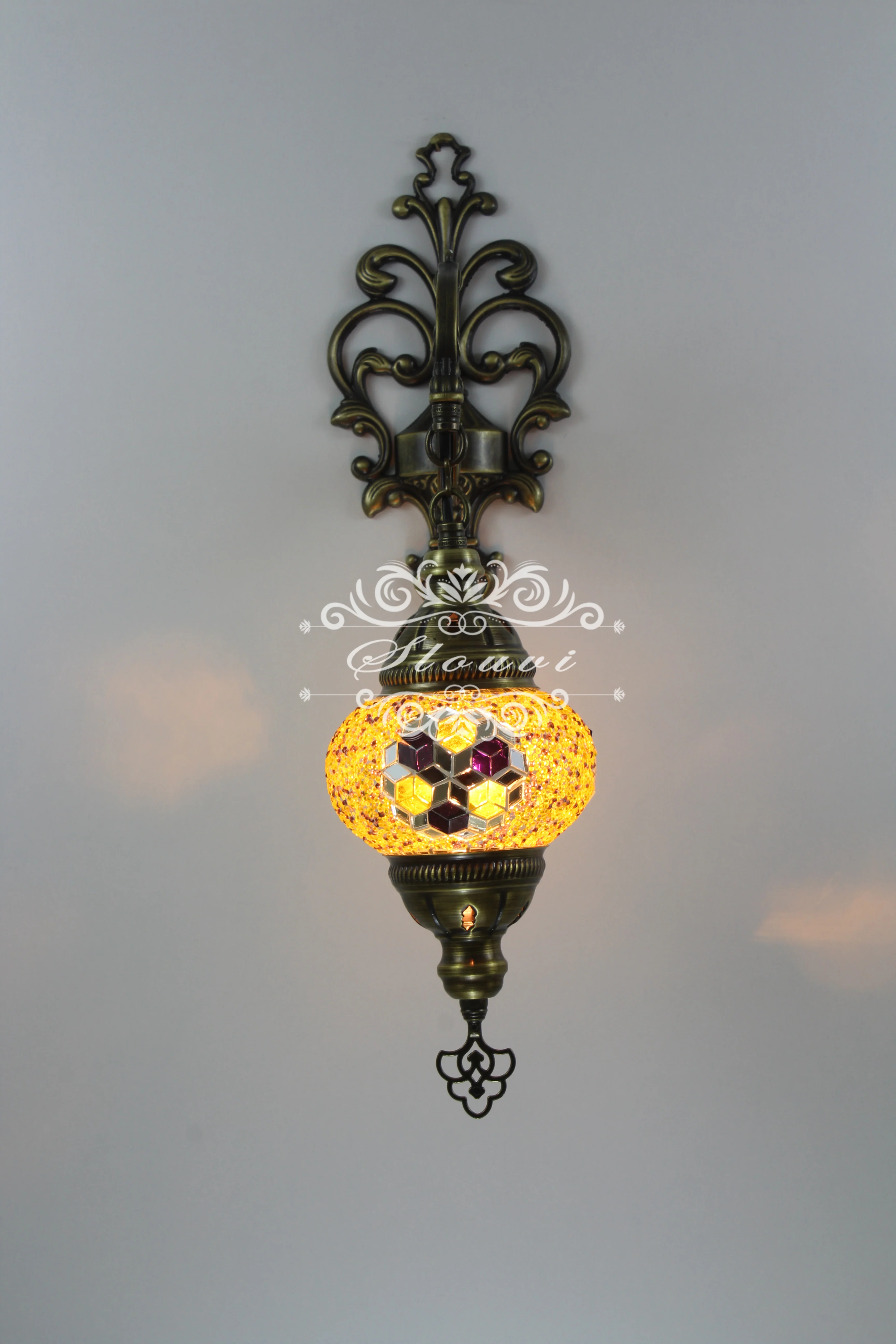 Turkish Mosaic  Wall Sconce, With Medium Globe - Image 4