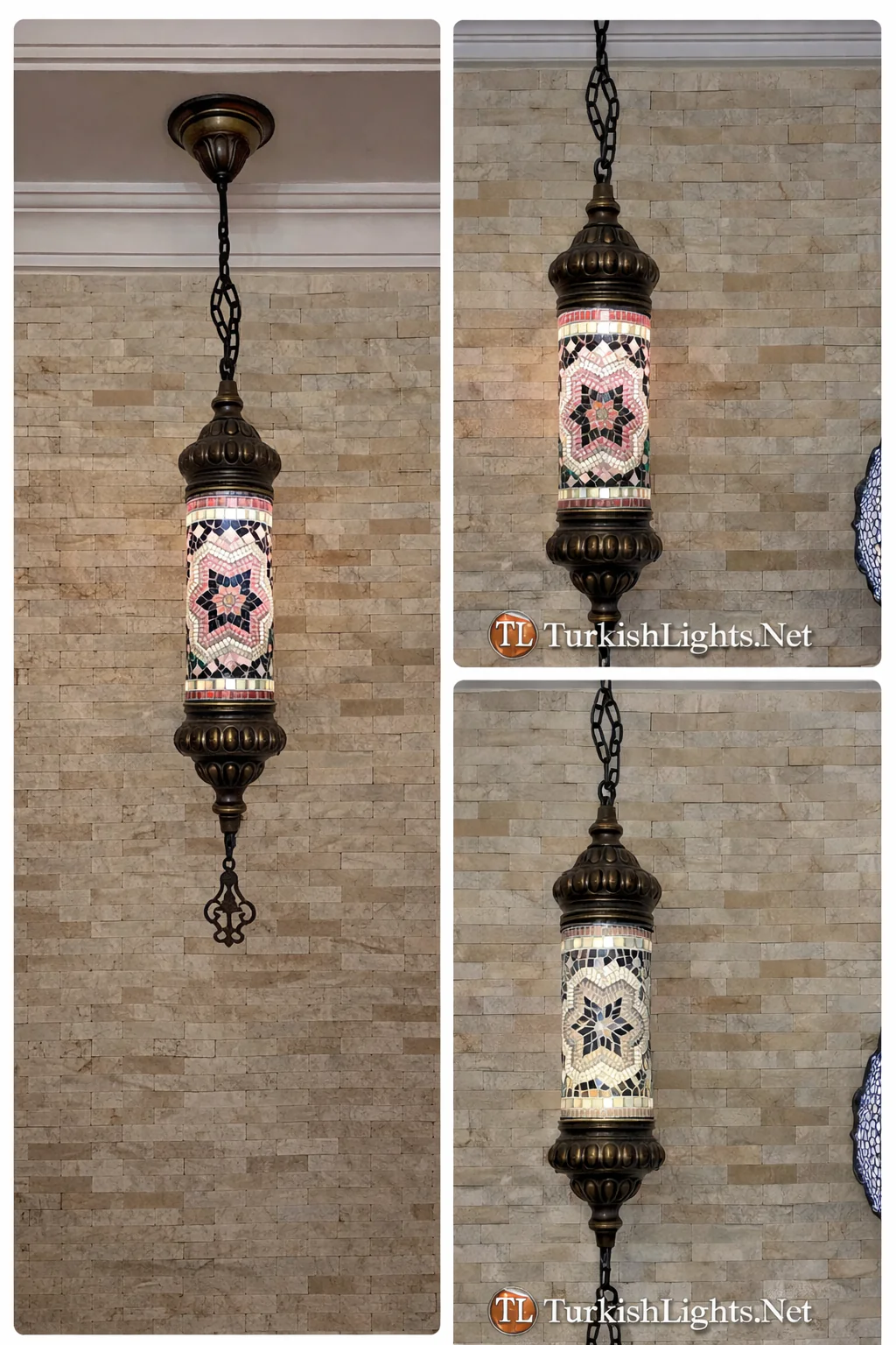 (Copy) Turkish Mosaic Cylinder Pendant Lamp - 10 Colors to Choose - Image 3