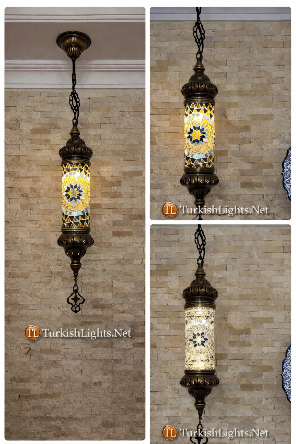(Copy) Turkish Mosaic Cylinder Pendant Lamp - 10 Colors to Choose - Image 4