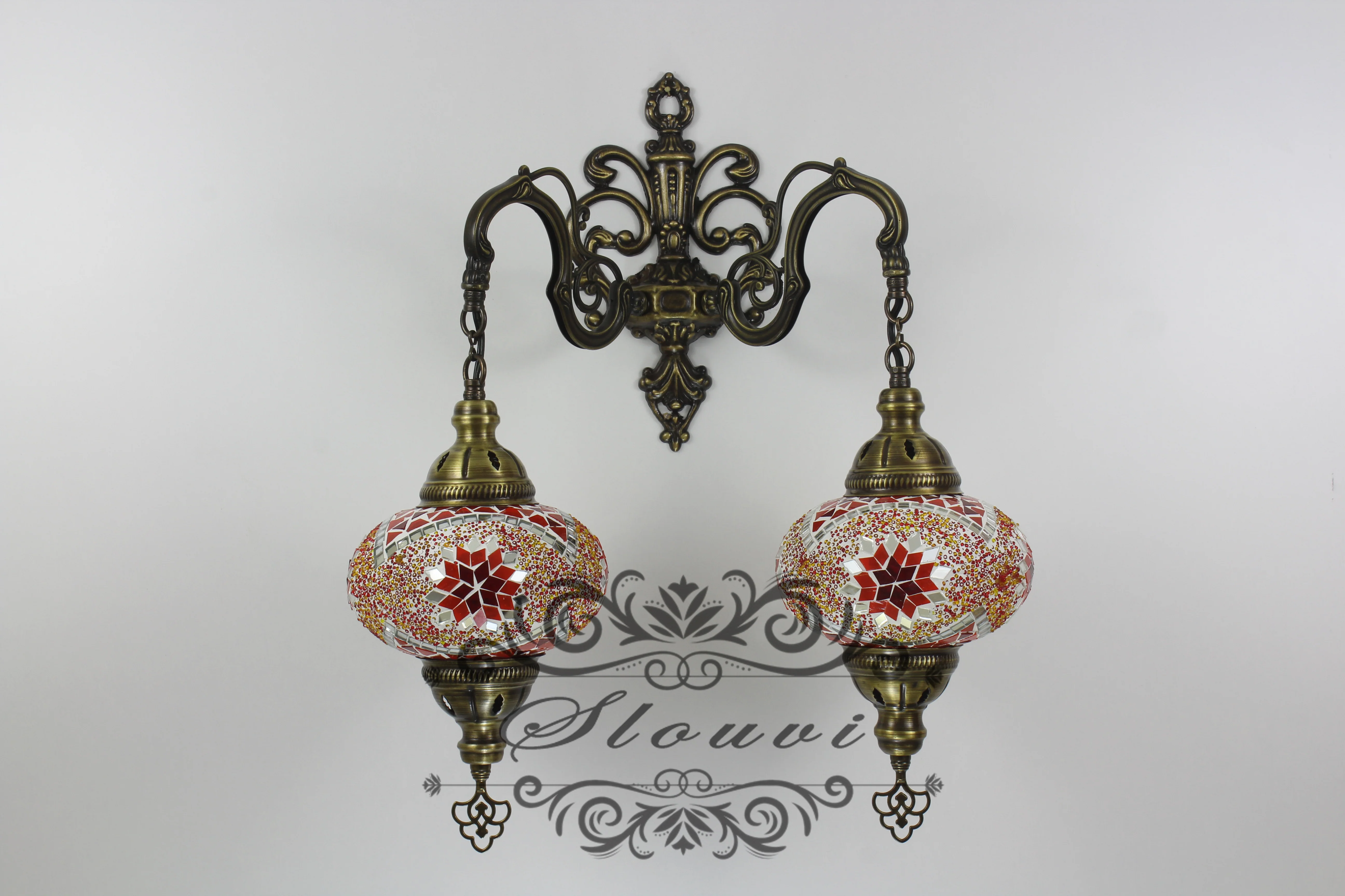 Turkish Mosaic Double Wall Sconce, With Large Globes - Image 3