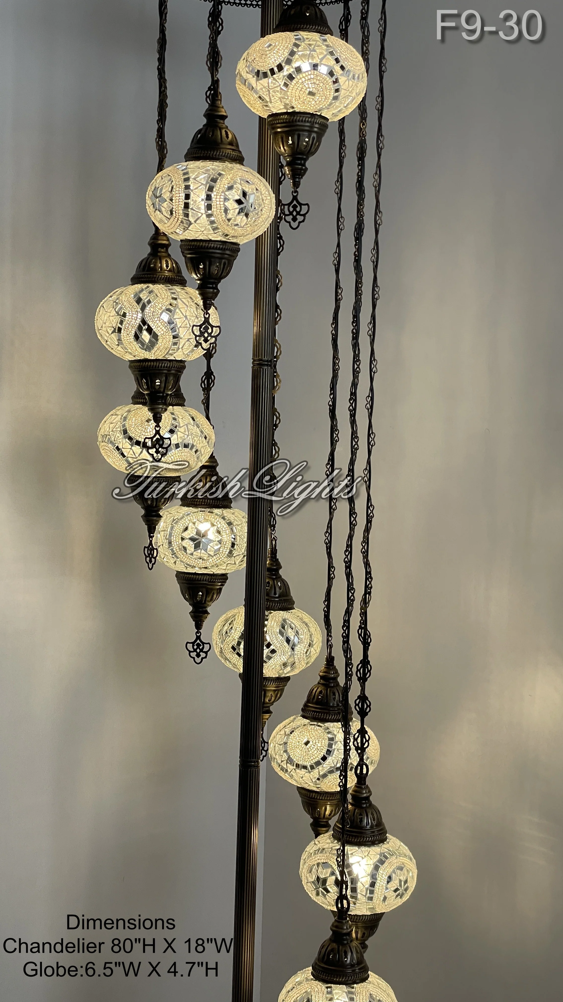 9 Globe Turkish Mosaic Floor Lamp Large Globes ID: FL9-30 - Image 2