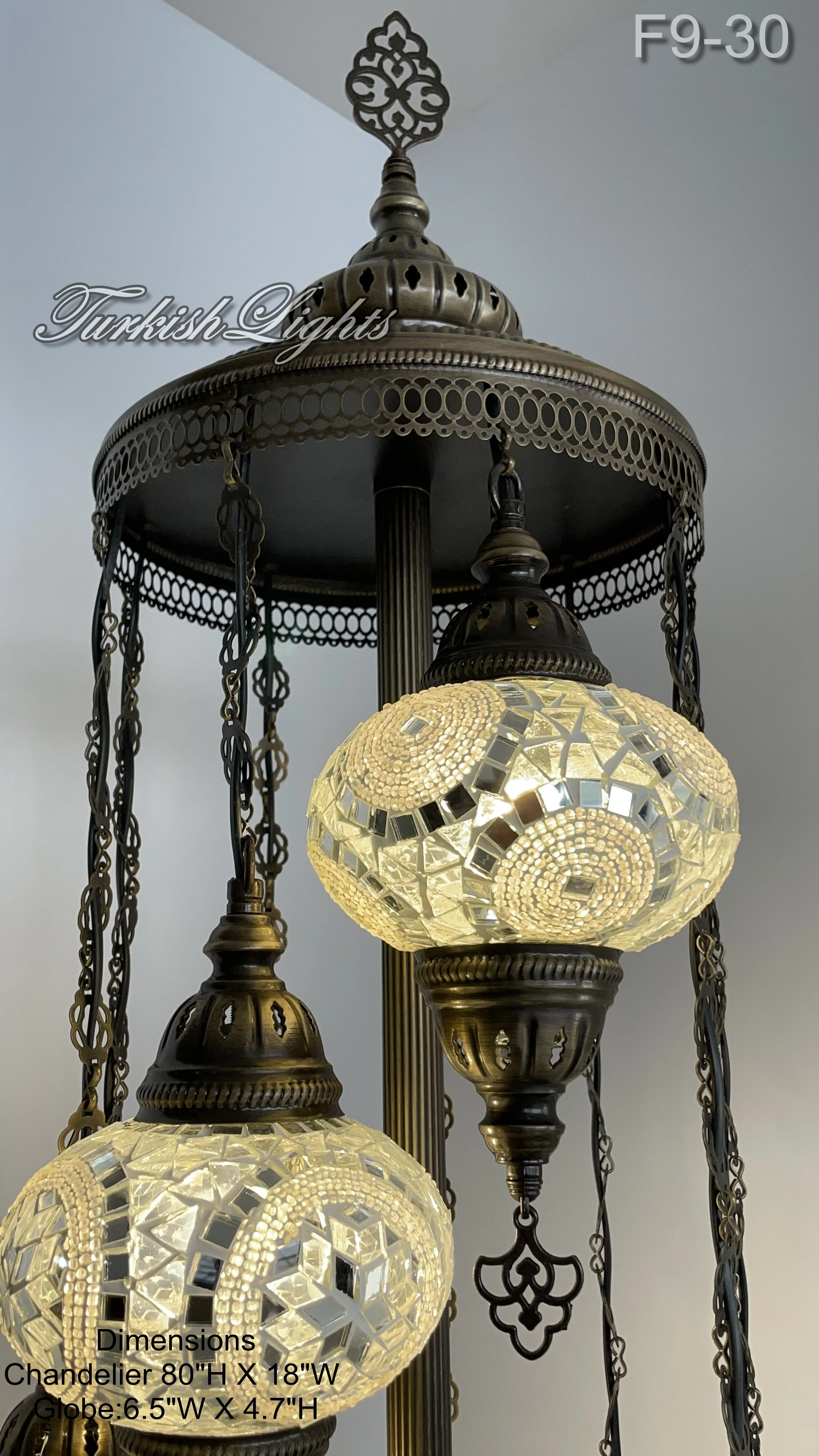 9 Globe Turkish Mosaic Floor Lamp Large Globes ID: FL9-30 - Image 4