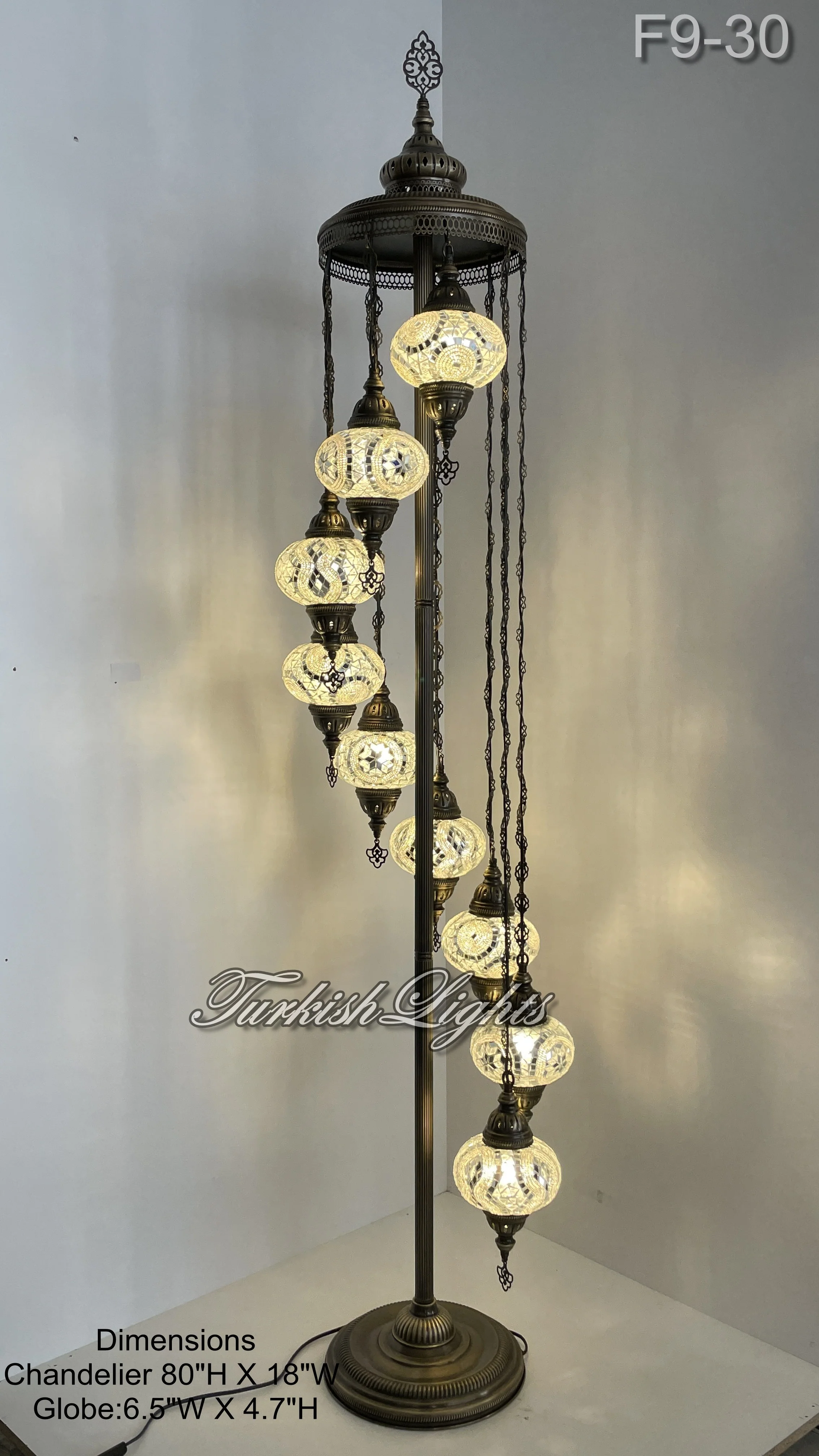 9 Globe Turkish Mosaic Floor Lamp Large Globes - 10 Designs to Choose ID: FL9-MAIN - Image 2