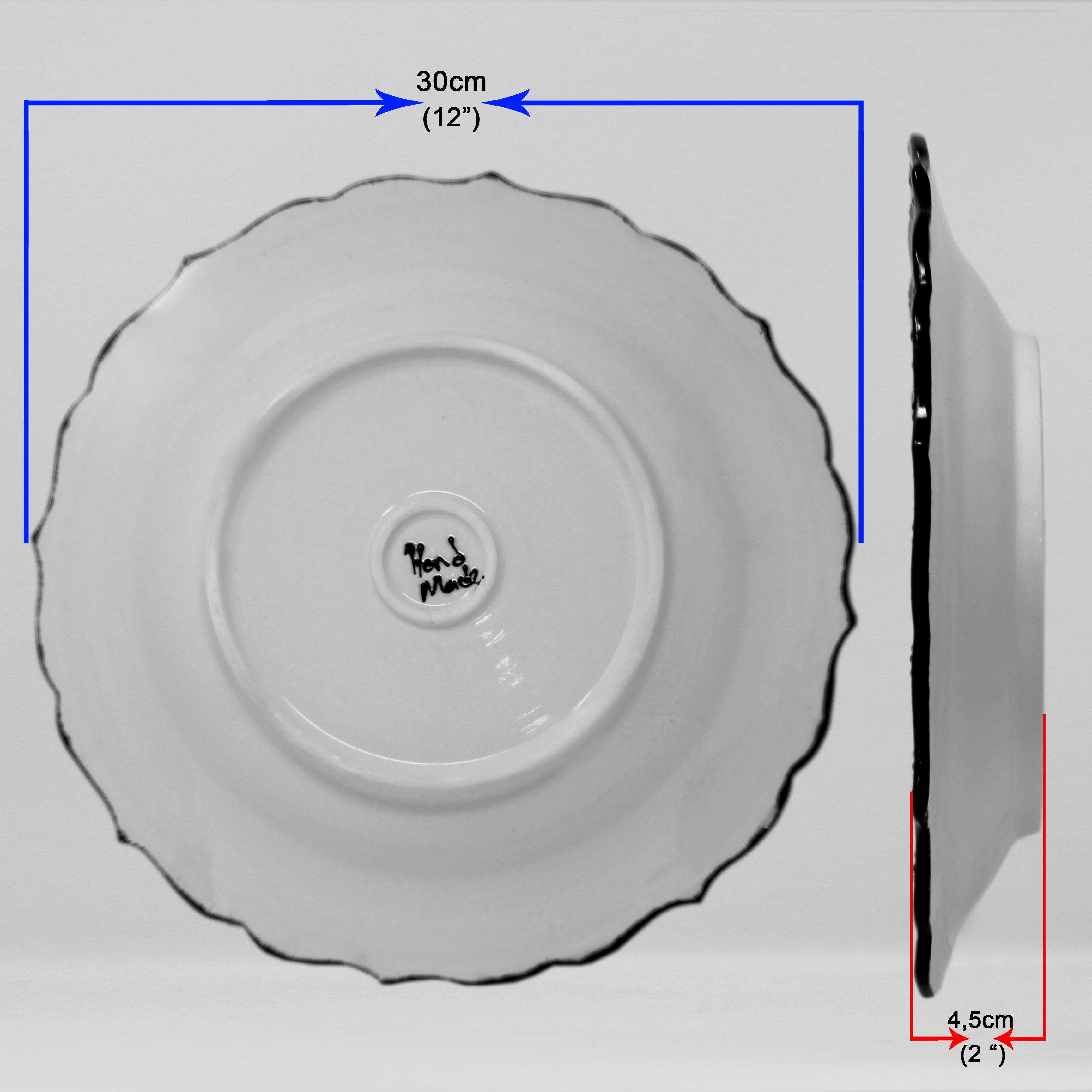 HAND MADE TURKISH CERAMIC PLATE, 30 cm(11.8") no7 - Image 2