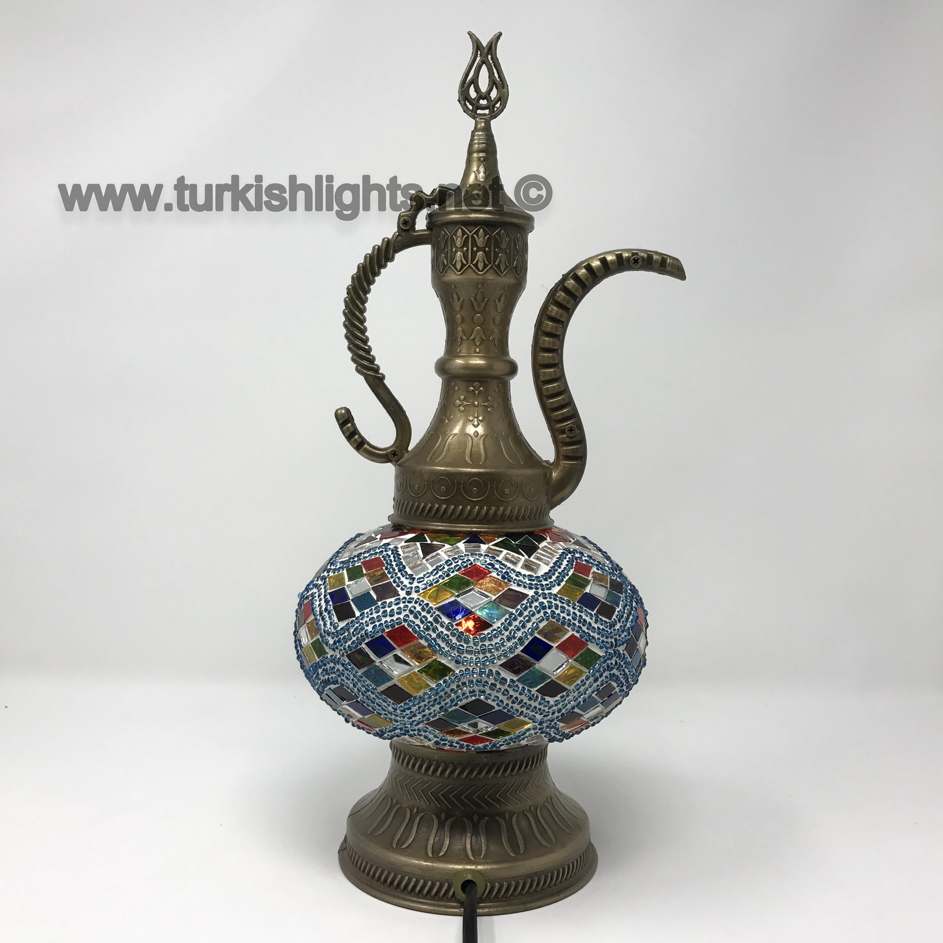 Turkish Mosaic Pitcher Table Lamp Large Globe ID: IBRIK-10 - Image 3