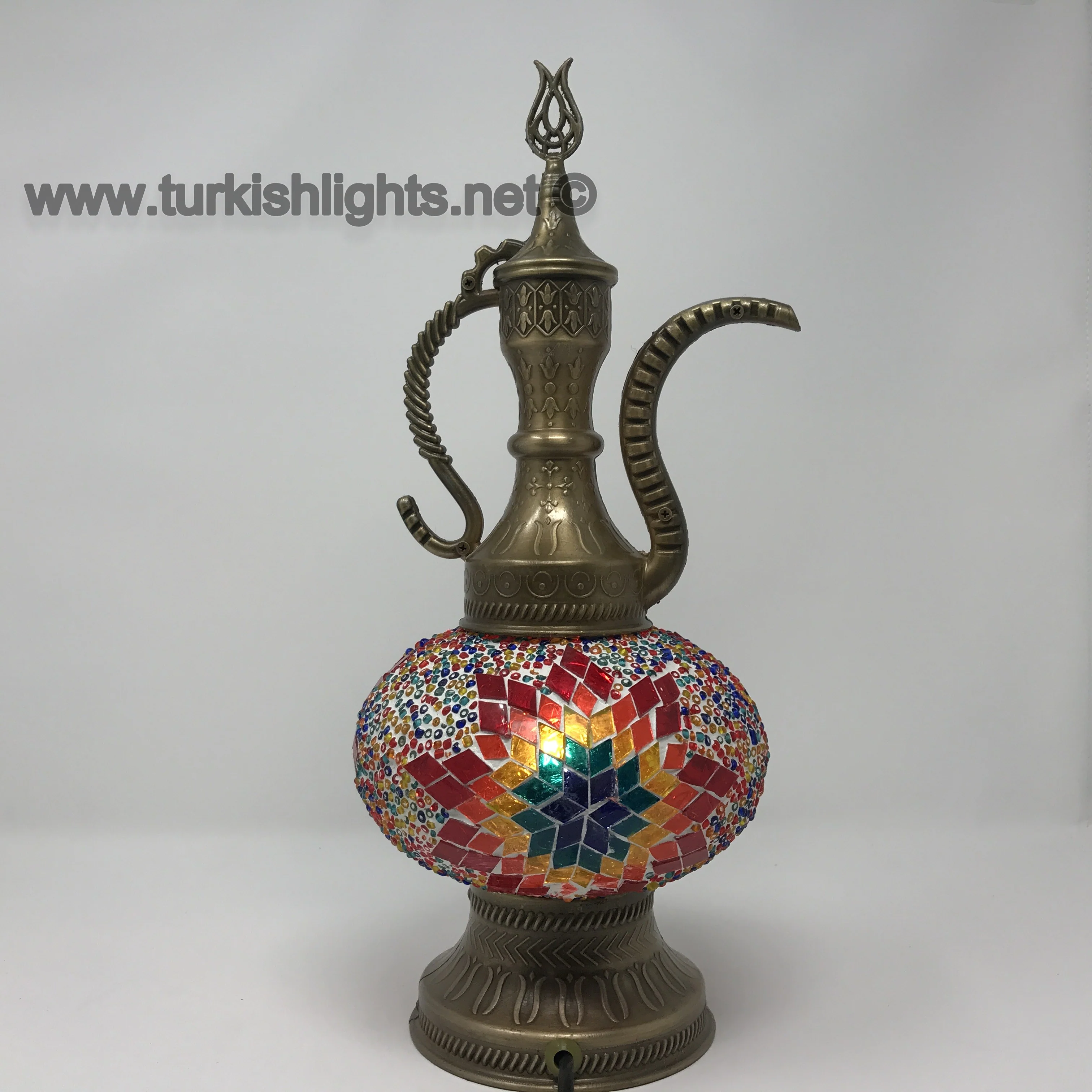 Turkish Mosaic Pitcher Table Lamp Large Globe ID: IBRIK-11 - Image 3