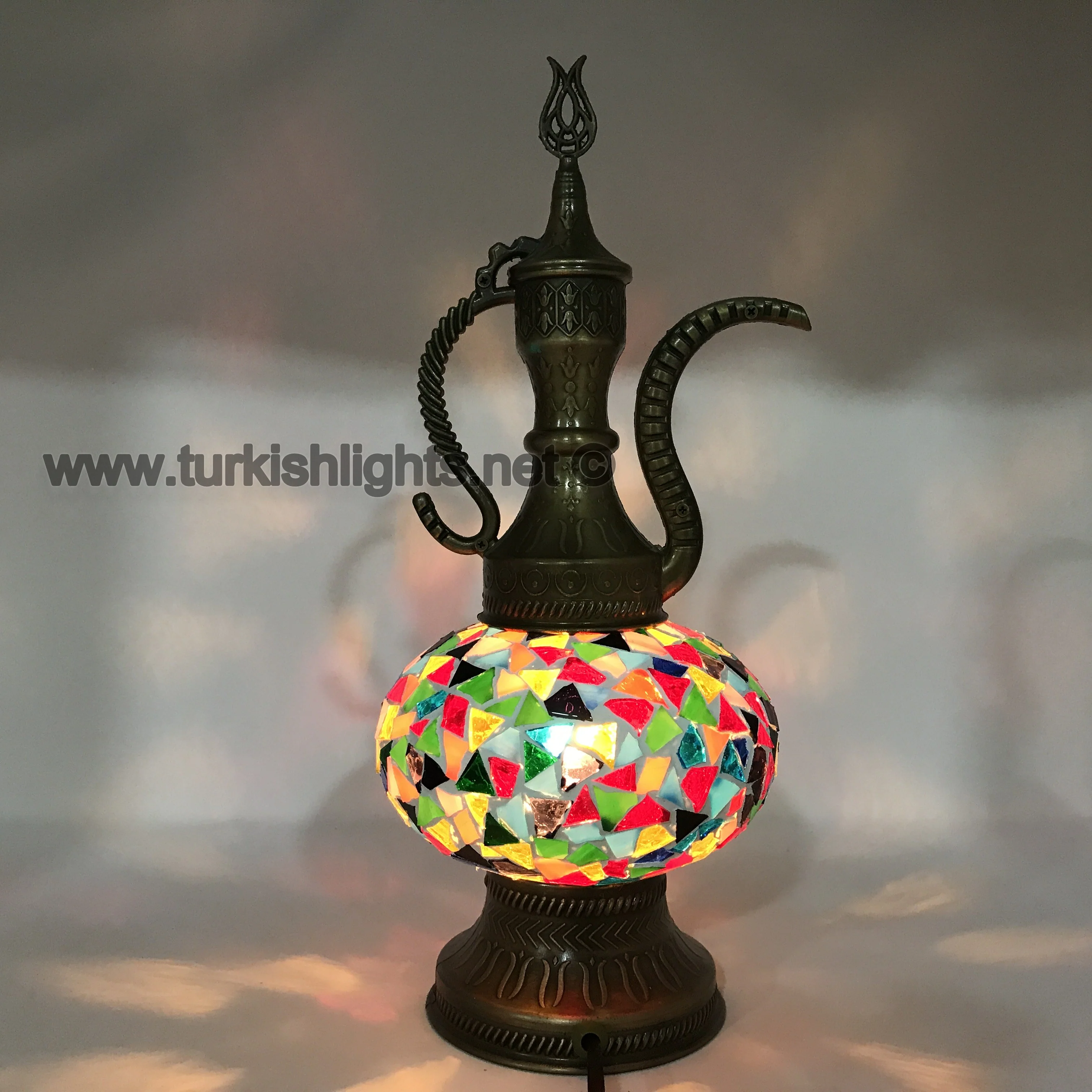 Turkish Mosaic Pitcher Table Lamp Large Globe ID: IBRIK-12