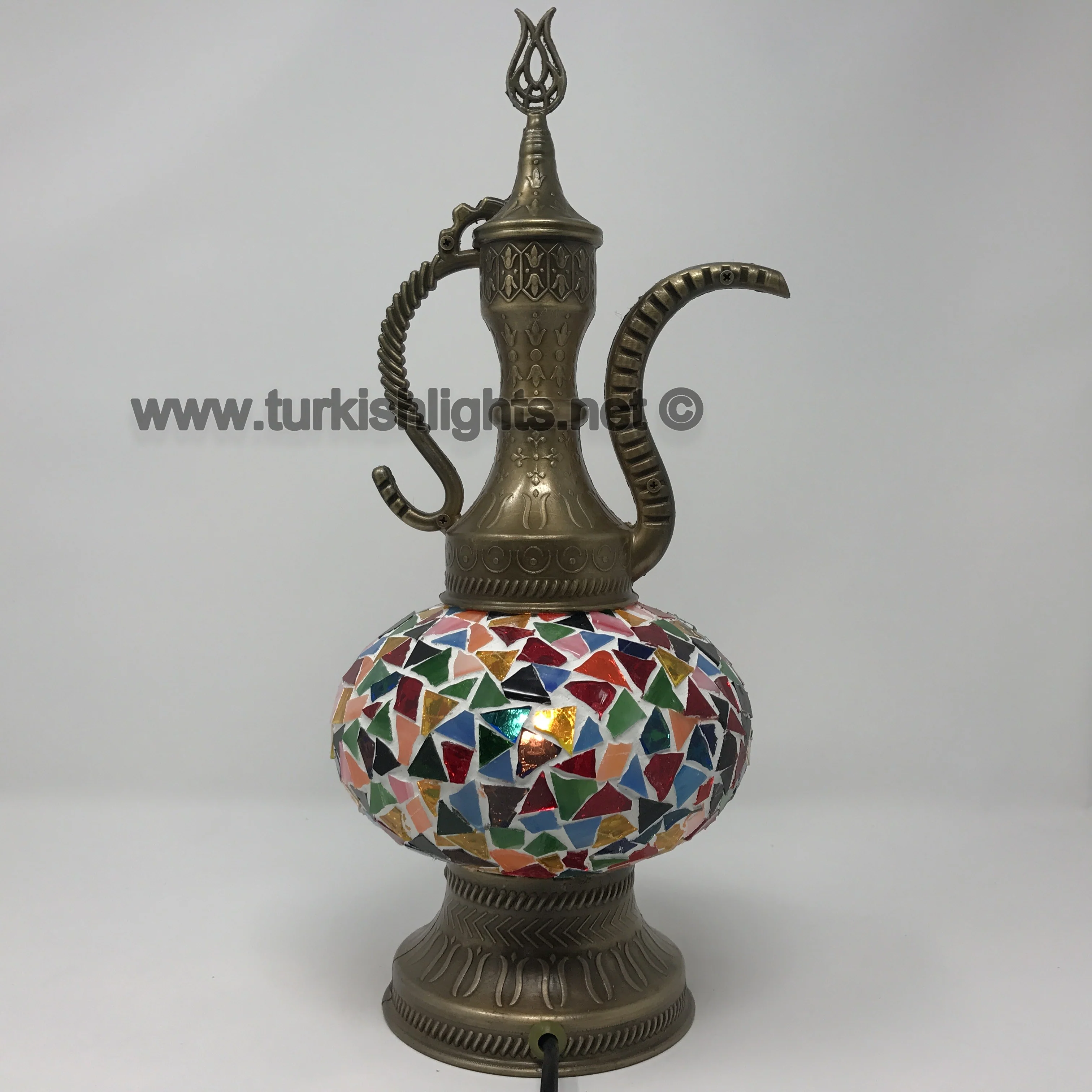 Turkish Mosaic Pitcher Table Lamp Large Globe ID: IBRIK-12 - Image 3