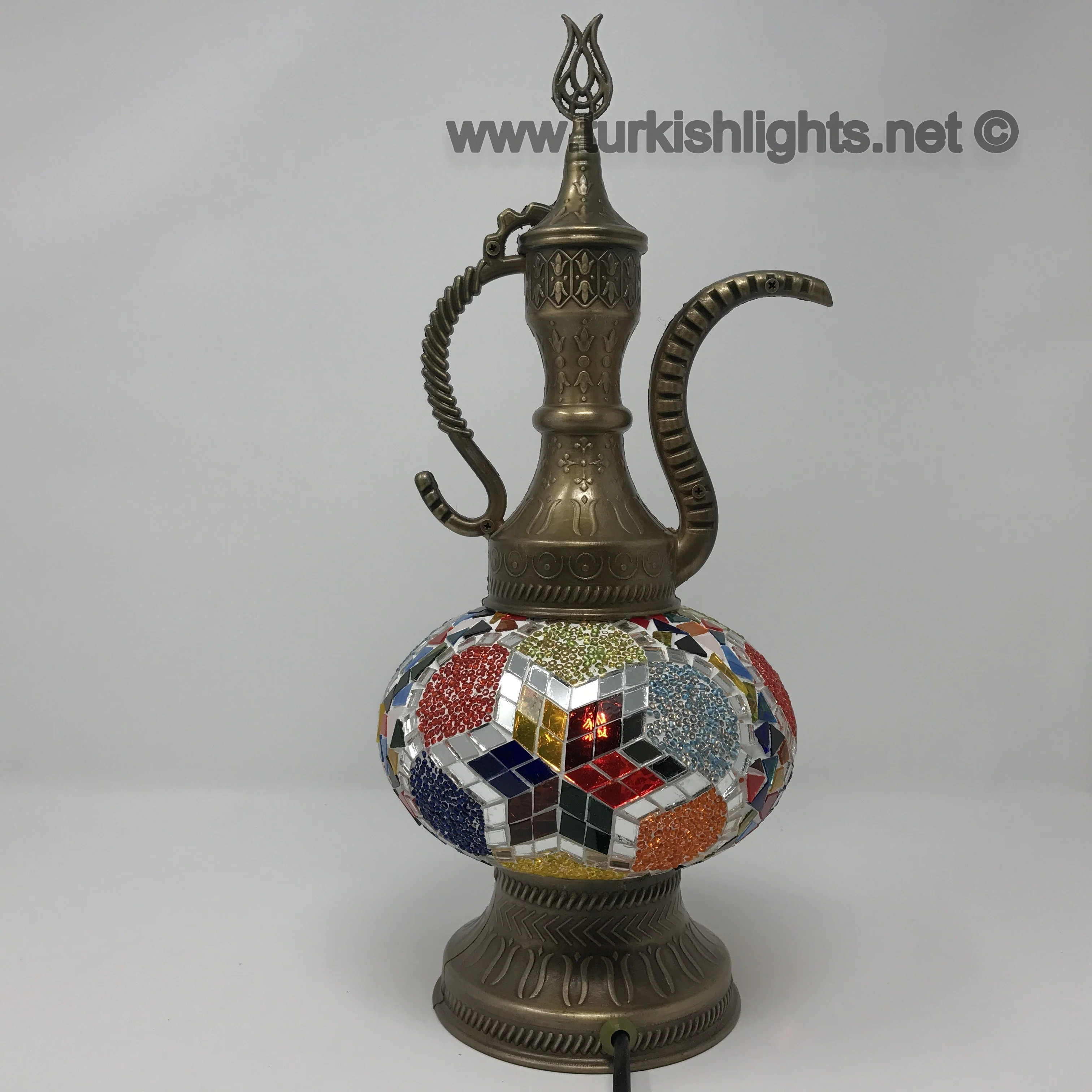 Turkish Mosaic Pitcher Table Lamp Large Globe ID: IBRIK-14