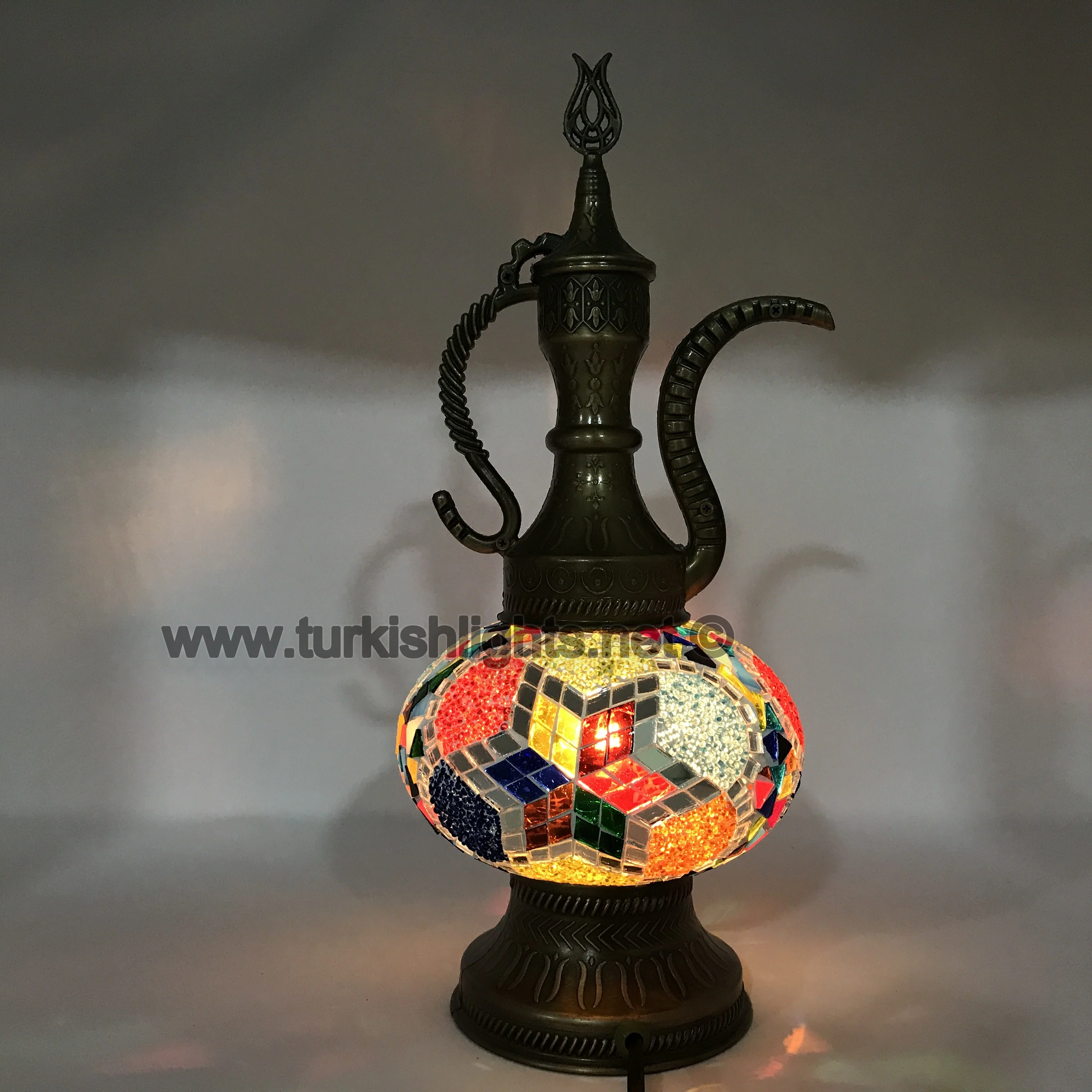 Turkish Mosaic Pitcher Table Lamp Large Globe ID: IBRIK-14 - Image 2