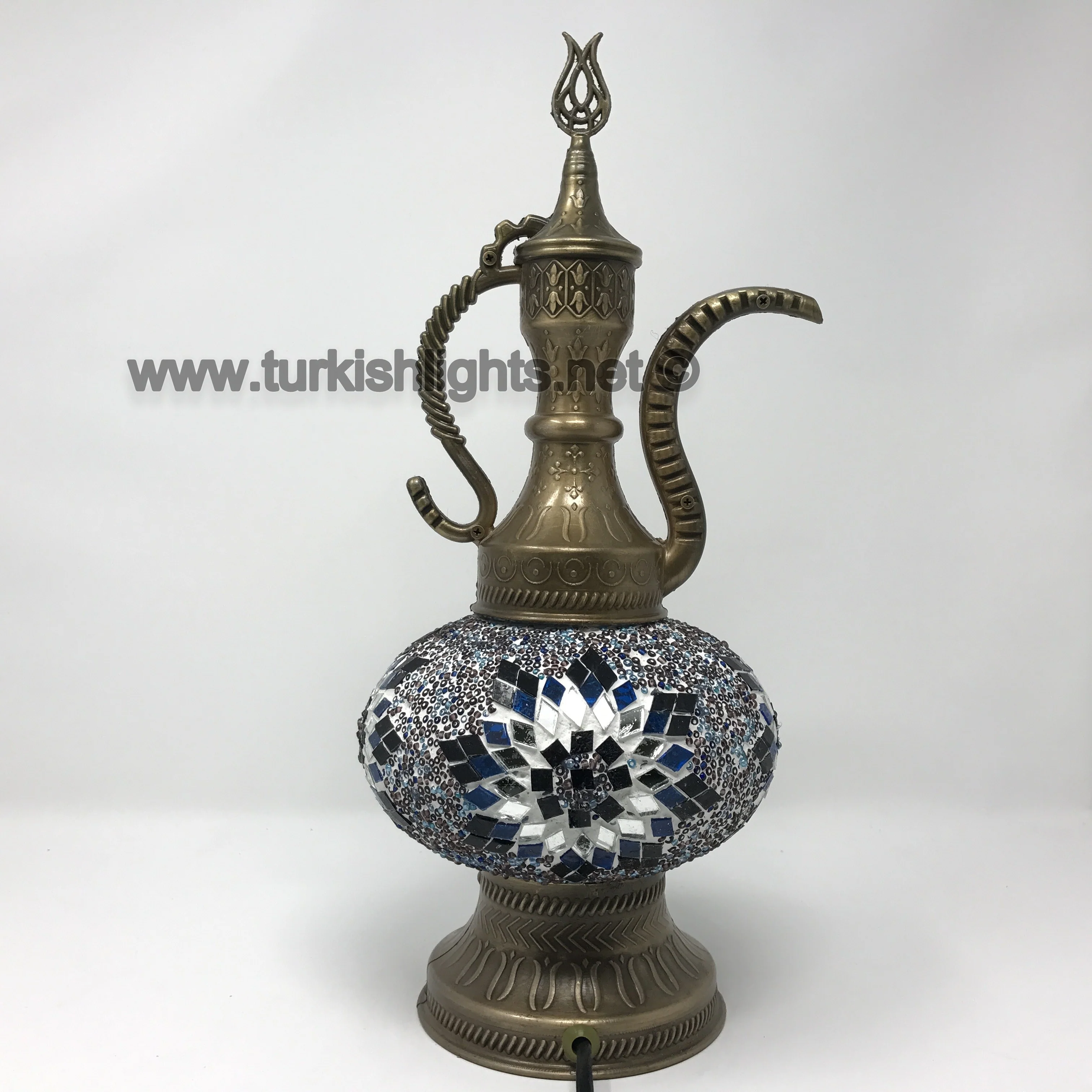 Turkish Mosaic Pitcher Table Lamp Large Globe ID: IBRIK-6 - Image 3