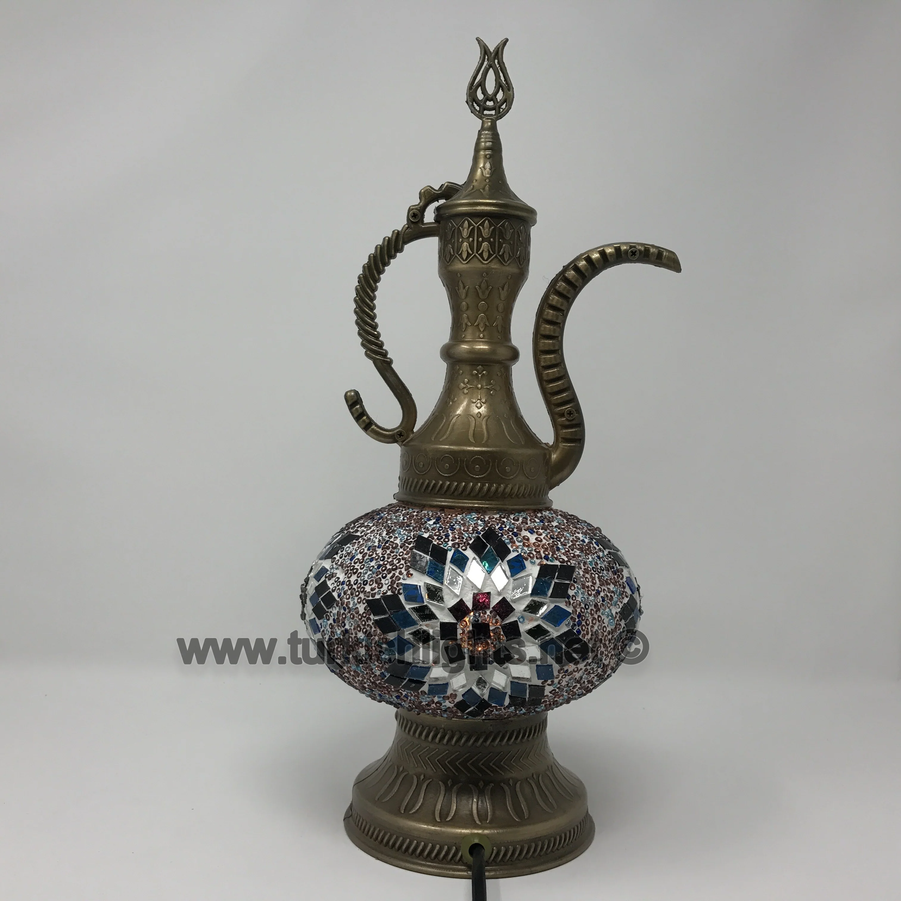 Turkish Mosaic Pitcher Table Lamp Large Globe ID: IBRIK-6 - Image 4