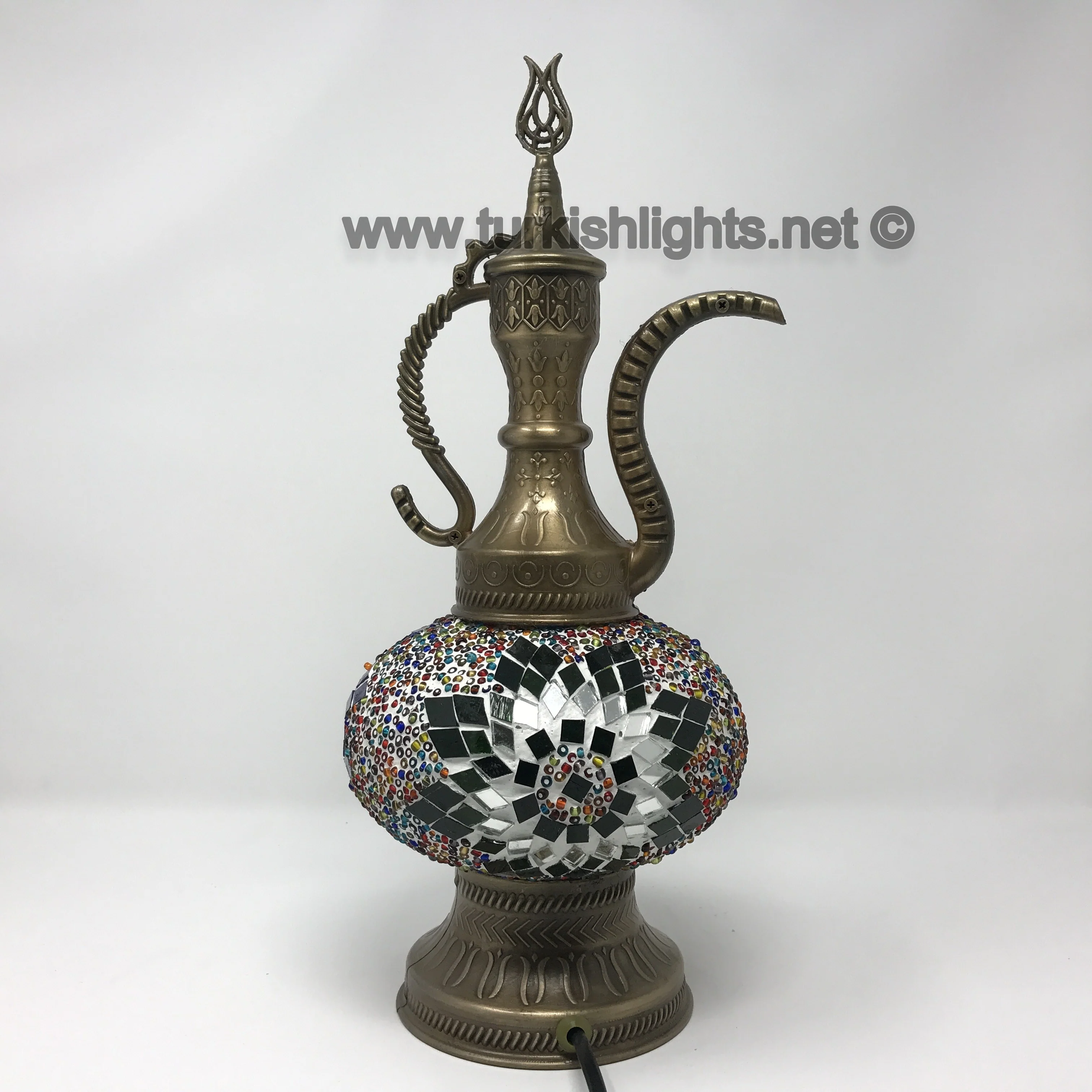 Turkish Mosaic Pitcher Table Lamp Large Globe ID: IBRIK-6 - Image 5