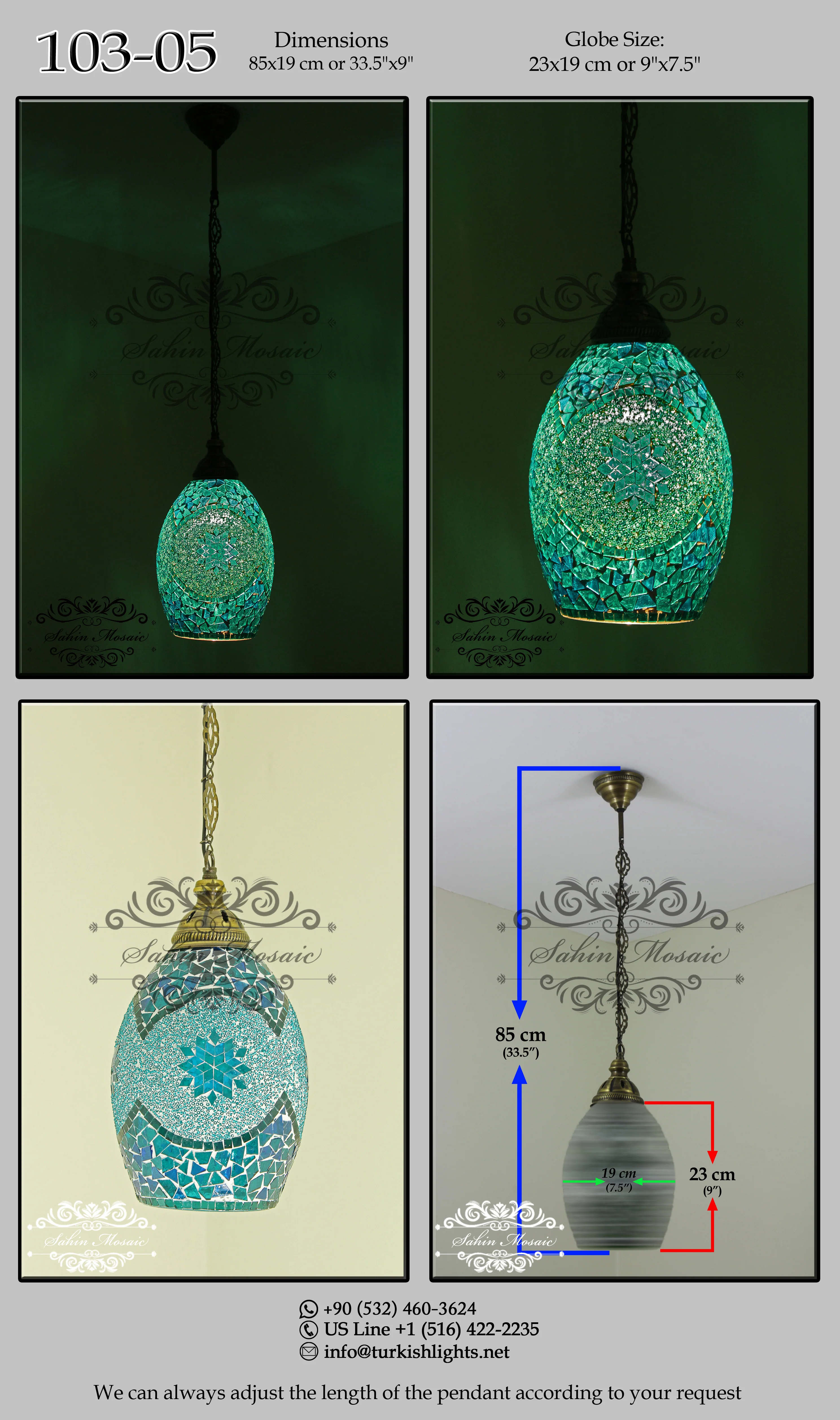 Turkish Mosaic Kitchen Island Pendant ID: KIP10305