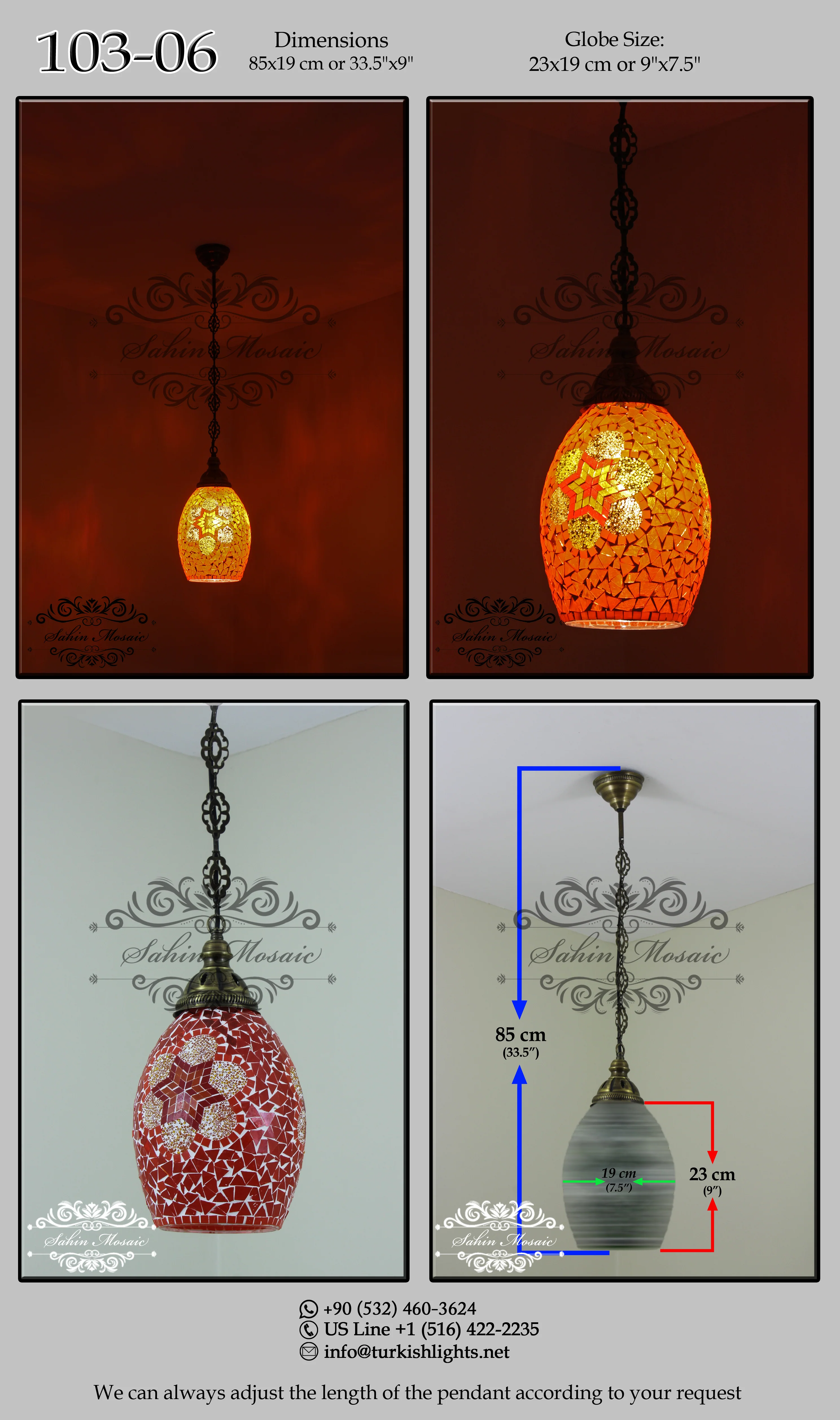 Turkish Mosaic Kitchen Island Pendant ID: KIP10306