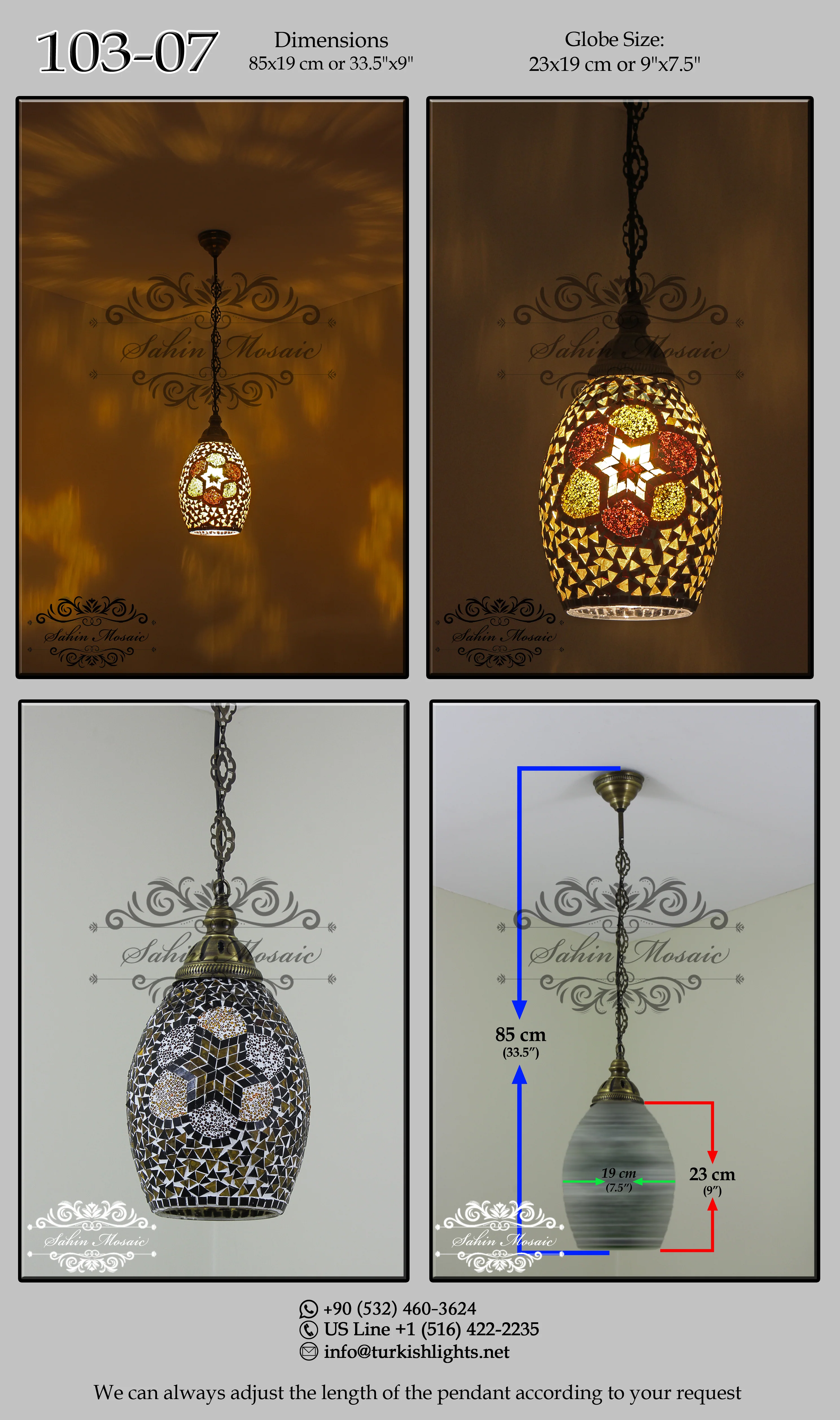 Turkish Mosaic Kitchen Island Pendant ID: KIP10307
