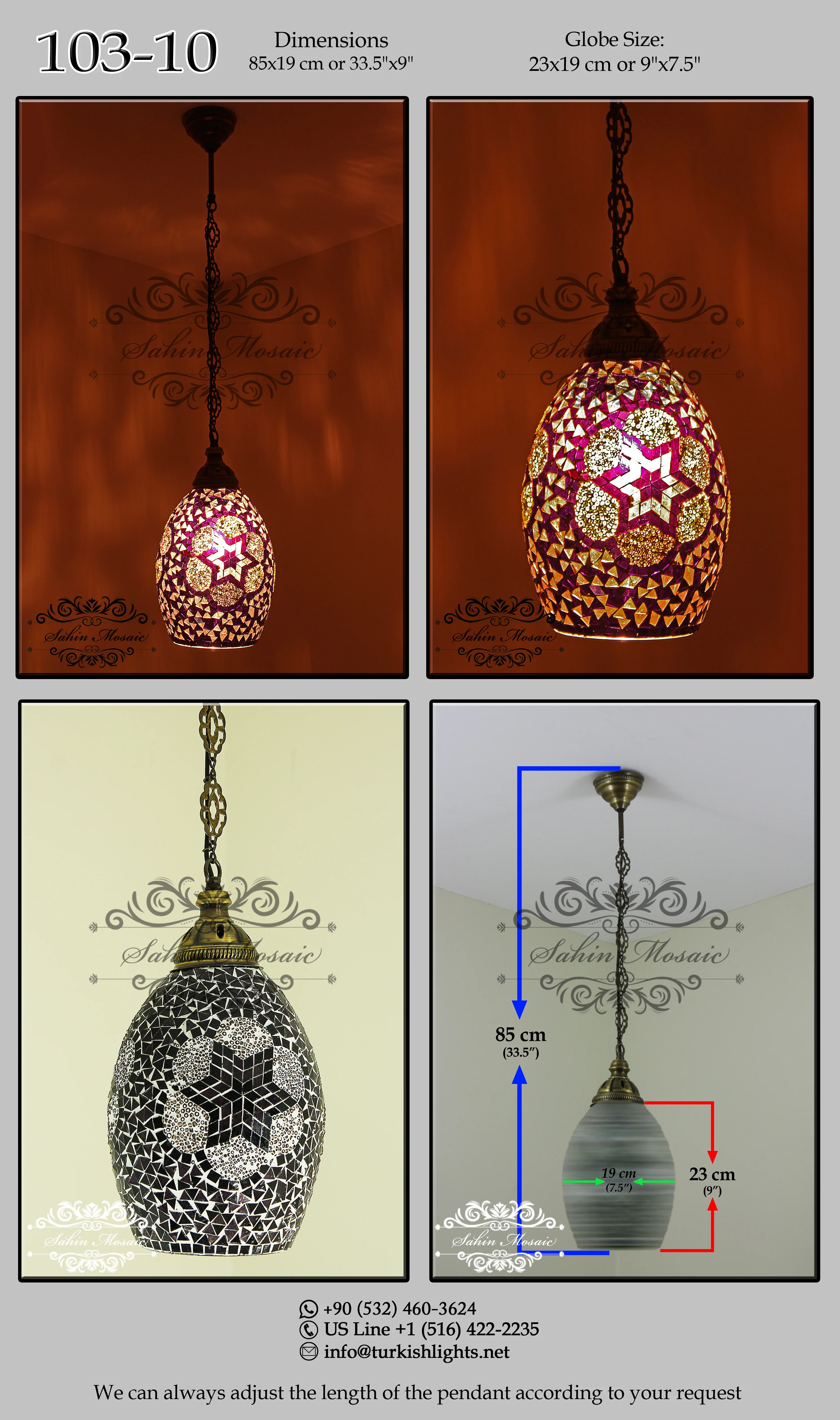 Turkish Mosaic Kitchen Island Pendant ID: KIP10310