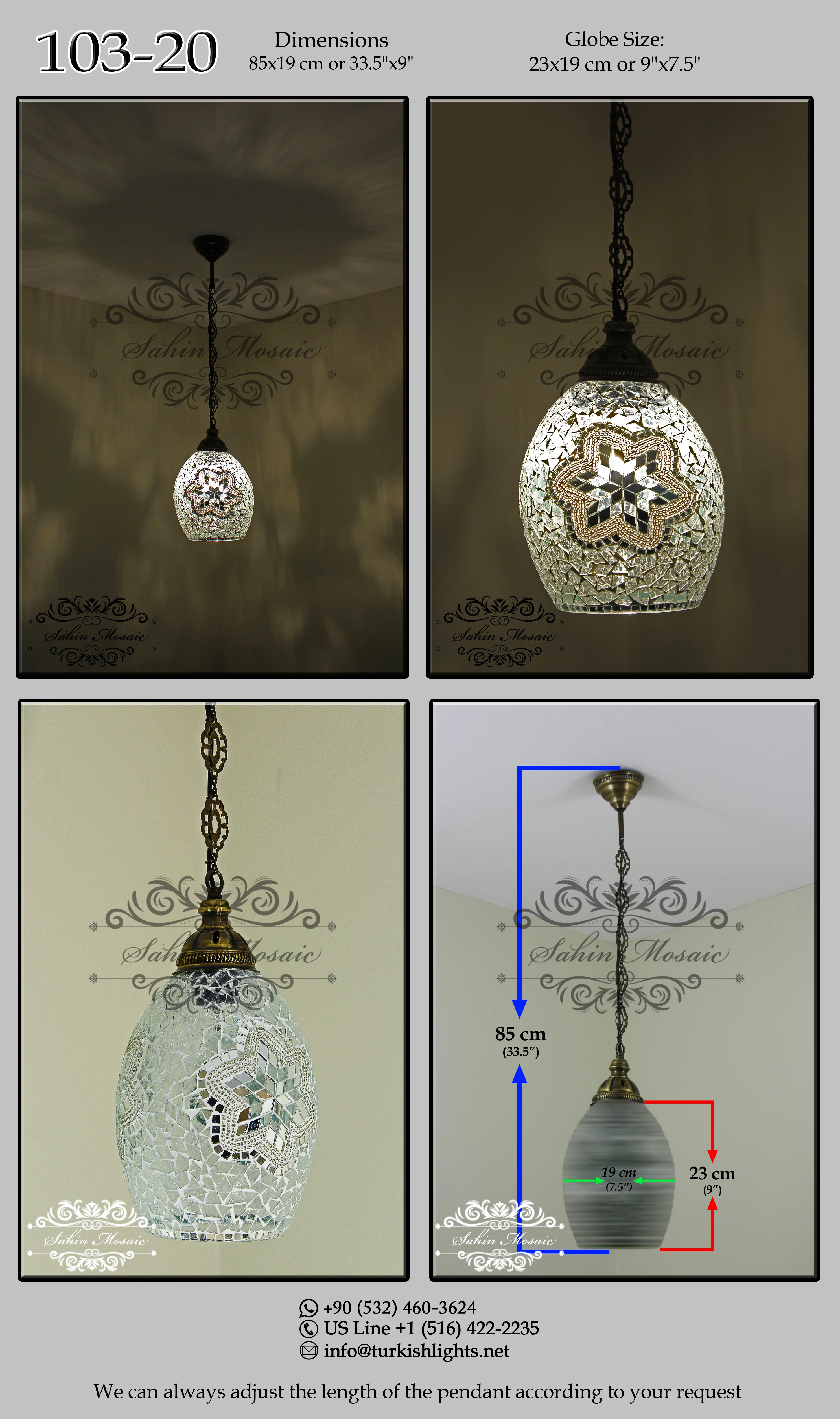 Turkish Mosaic Kitchen Island Pendant ID: KIP10320