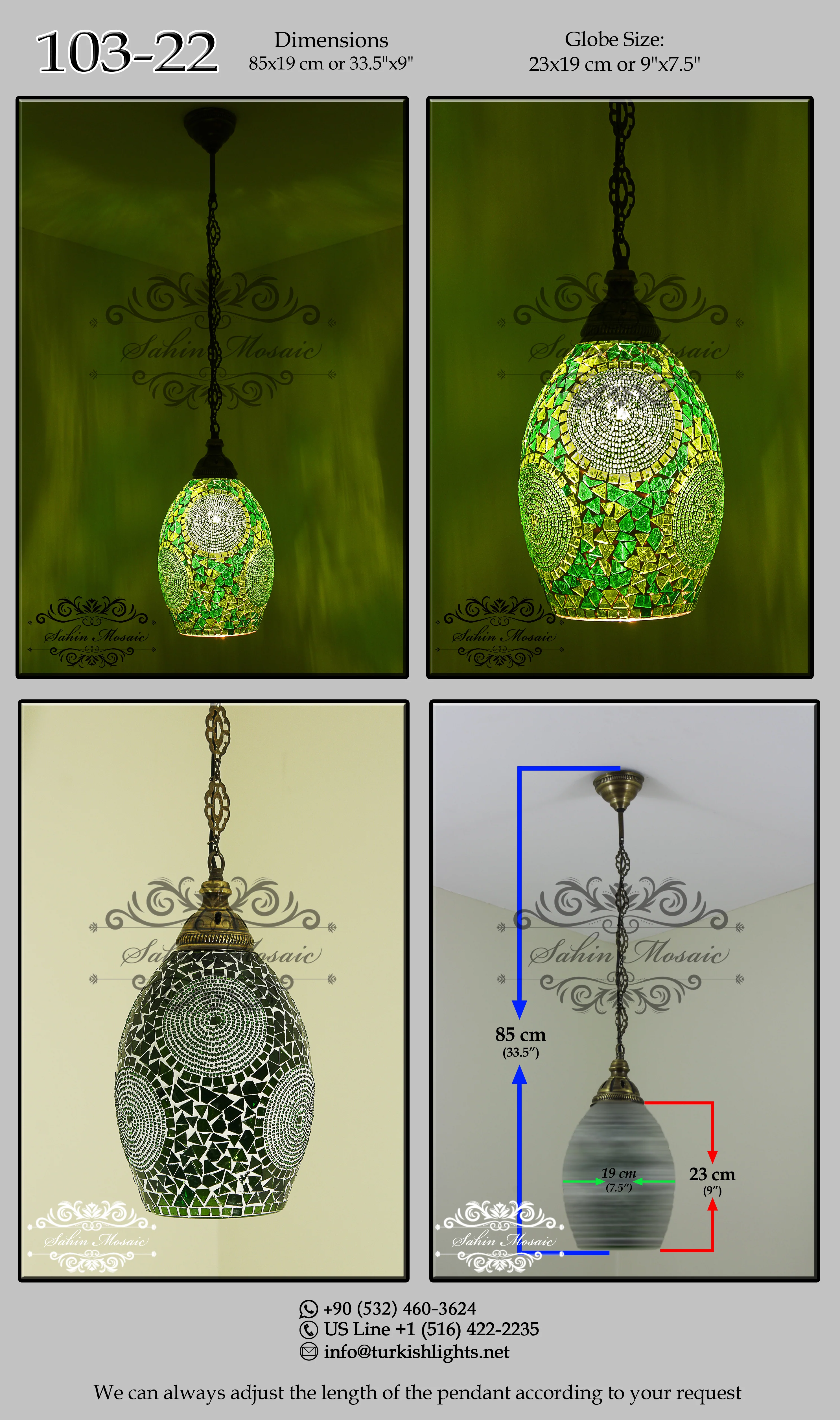 Turkish Mosaic Kitchen Island Pendant ID: KIP10322